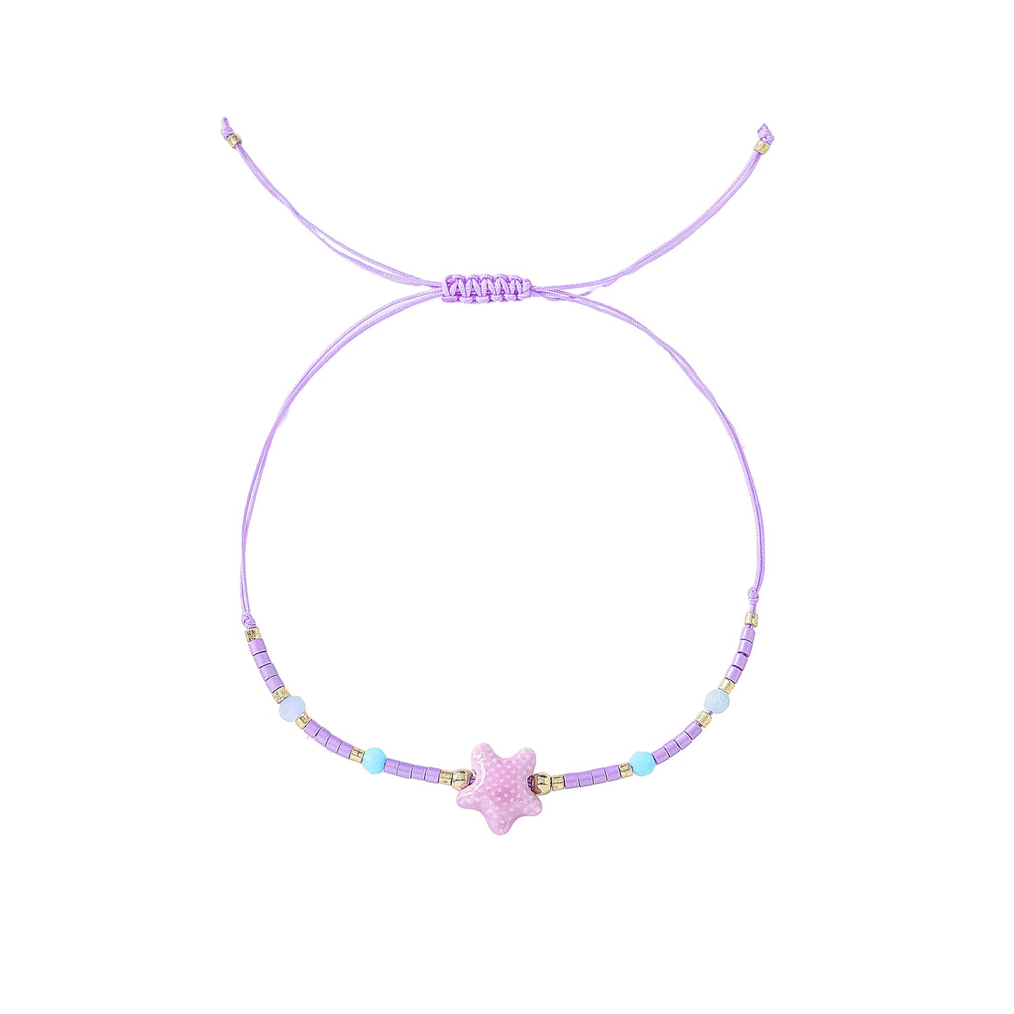 Charming Beaded String Bracelets with Color - Coded Ceramic Starfish Charms for Women and Girls, Handmade Adjustable Bracelets for Beach, Casual, and Party Occasions