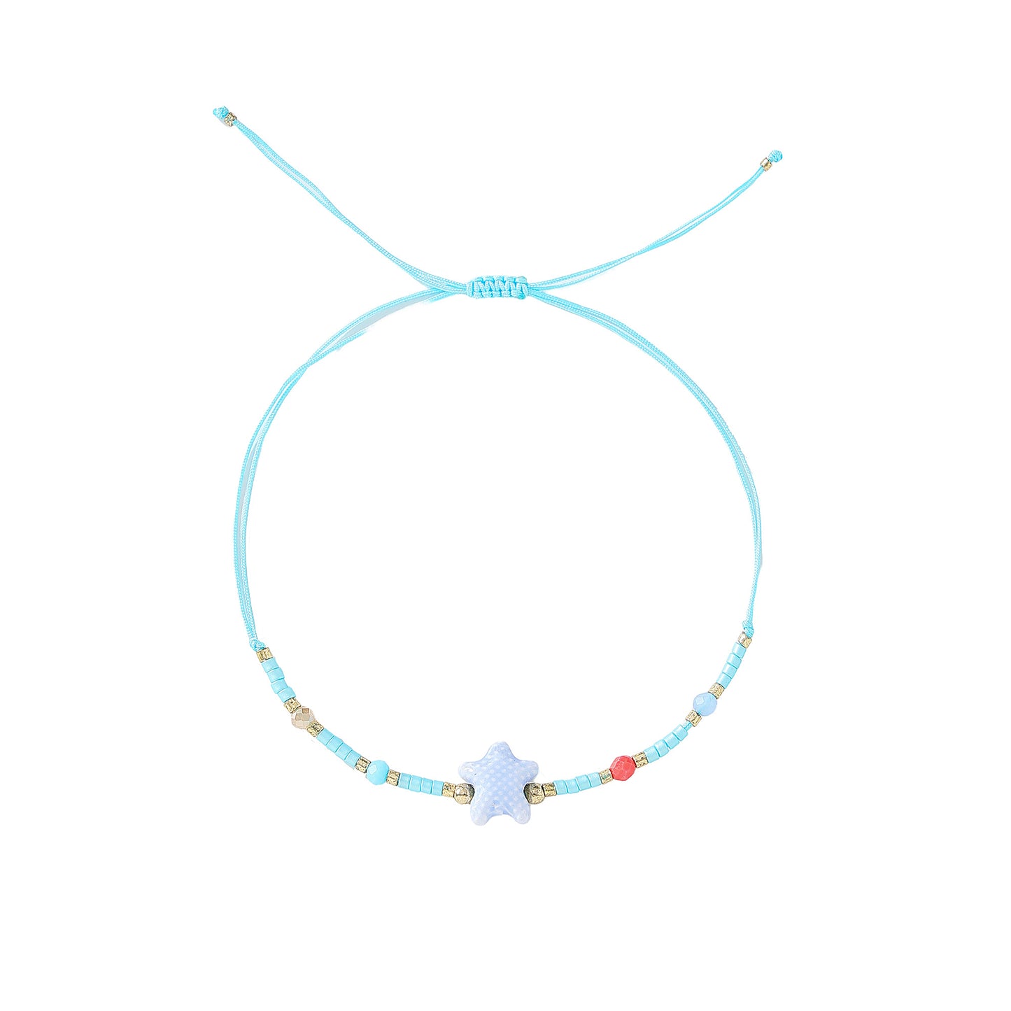 Charming Beaded String Bracelets with Color - Coded Ceramic Starfish Charms for Women and Girls, Handmade Adjustable Bracelets for Beach, Casual, and Party Occasions