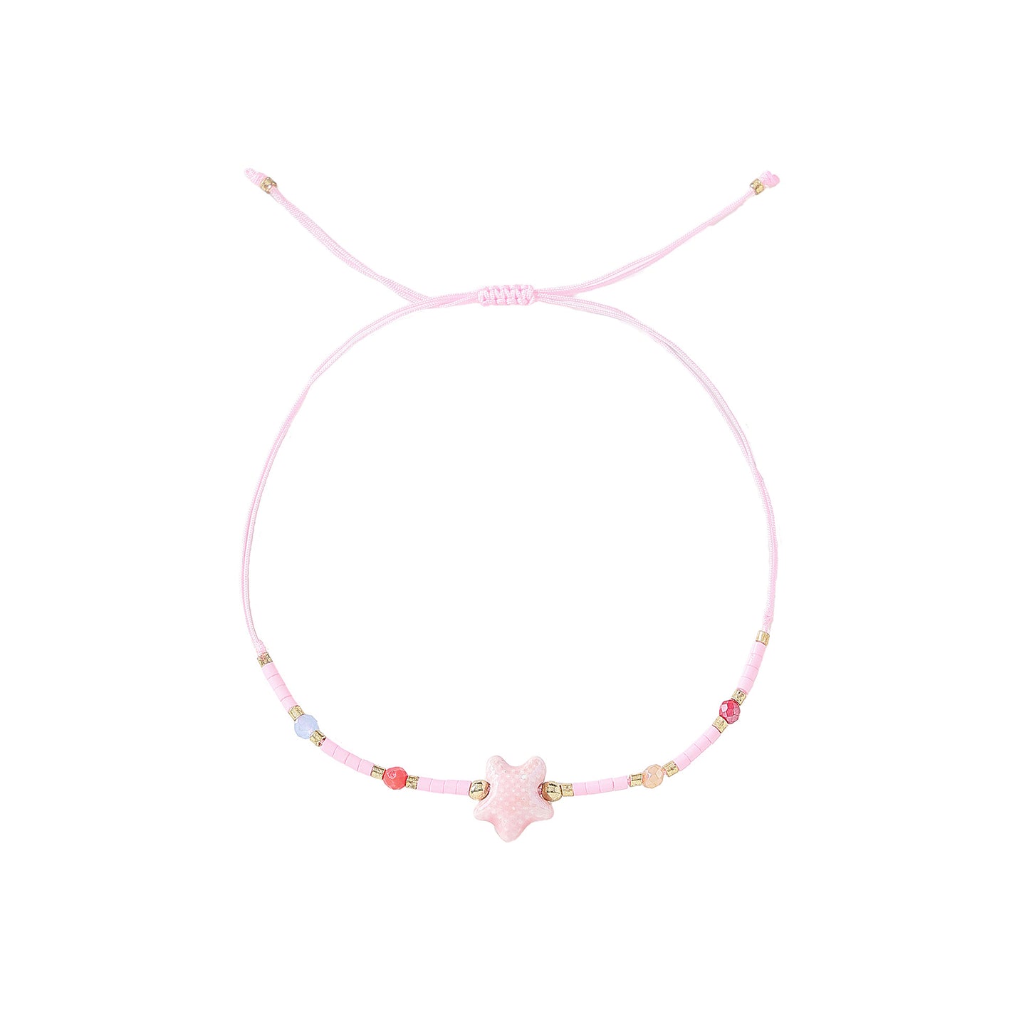 Charming Beaded String Bracelets with Color - Coded Ceramic Starfish Charms for Women and Girls, Handmade Adjustable Bracelets for Beach, Casual, and Party Occasions