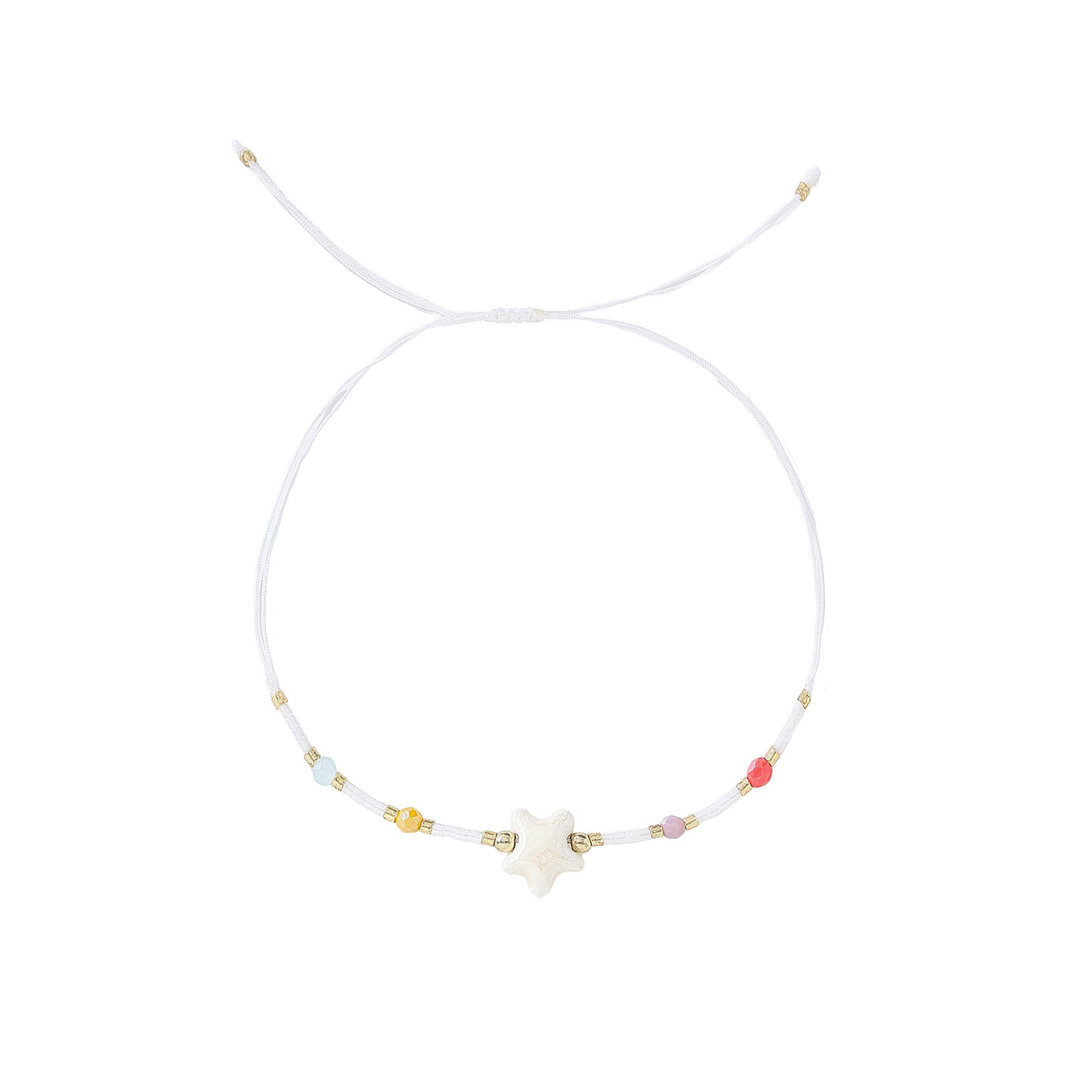 Charming Beaded String Bracelets with Color - Coded Ceramic Starfish Charms for Women and Girls, Handmade Adjustable Bracelets for Beach, Casual, and Party Occasions