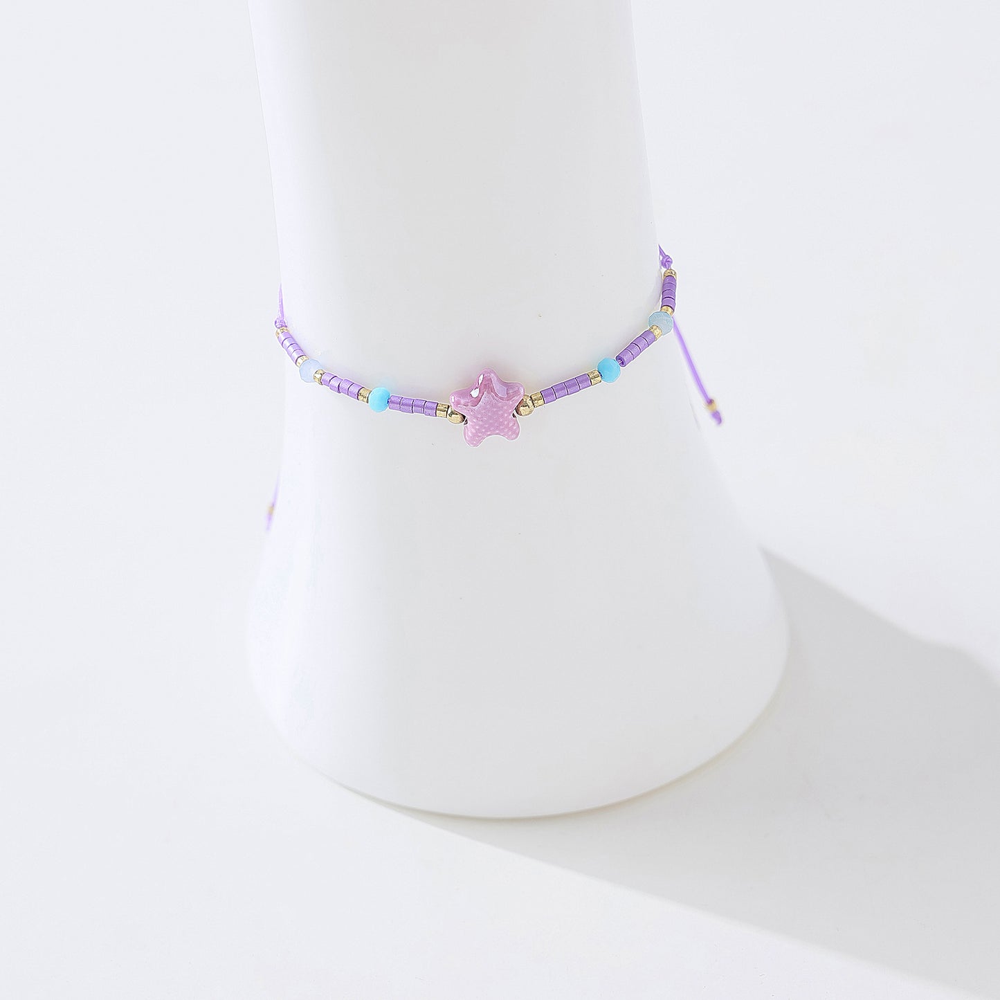 Charming Beaded String Bracelets with Color - Coded Ceramic Starfish Charms for Women and Girls, Handmade Adjustable Bracelets for Beach, Casual, and Party Occasions