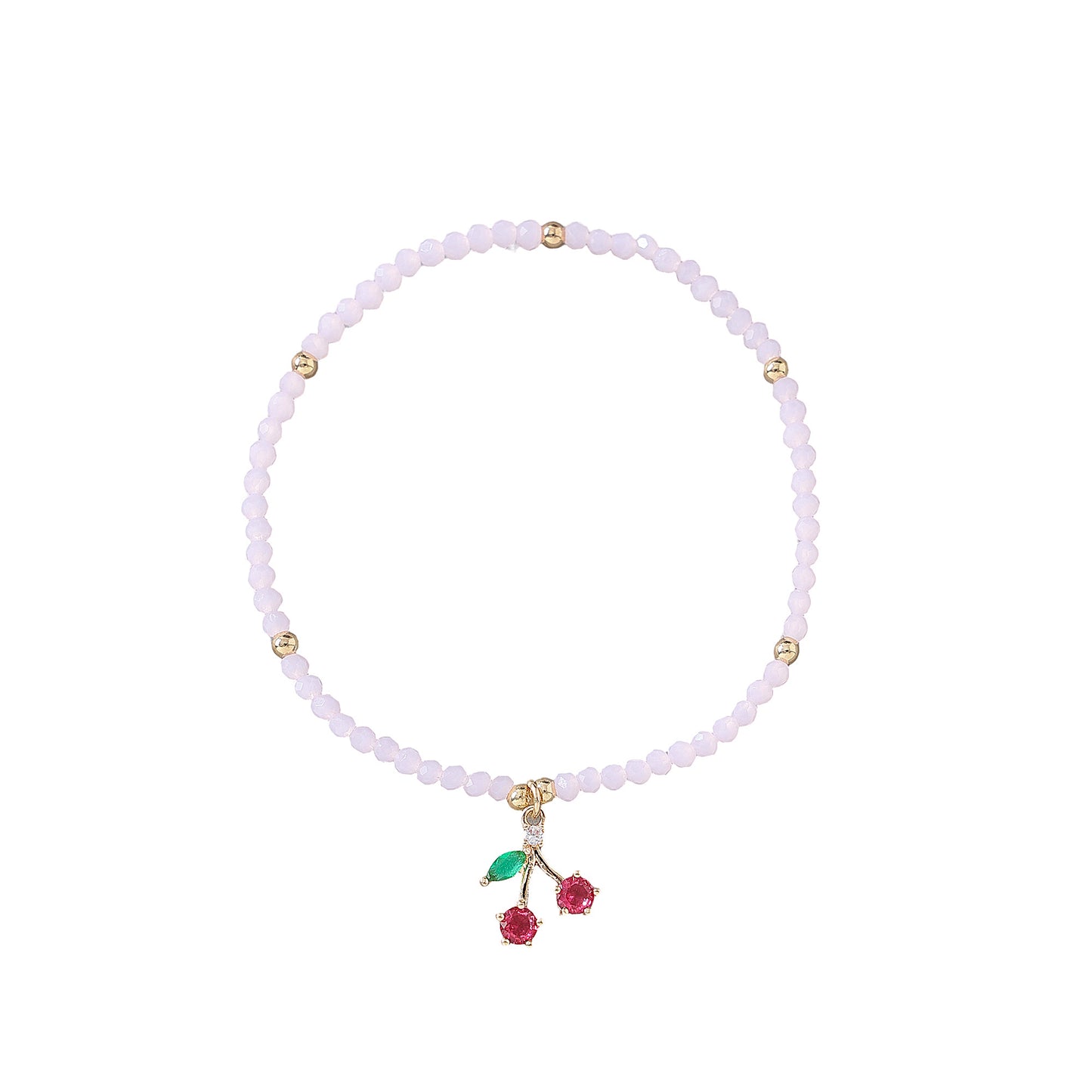 Charming Elastic Beaded Bracelets with Colorful Crystal Cherry Charms for Women and Girls