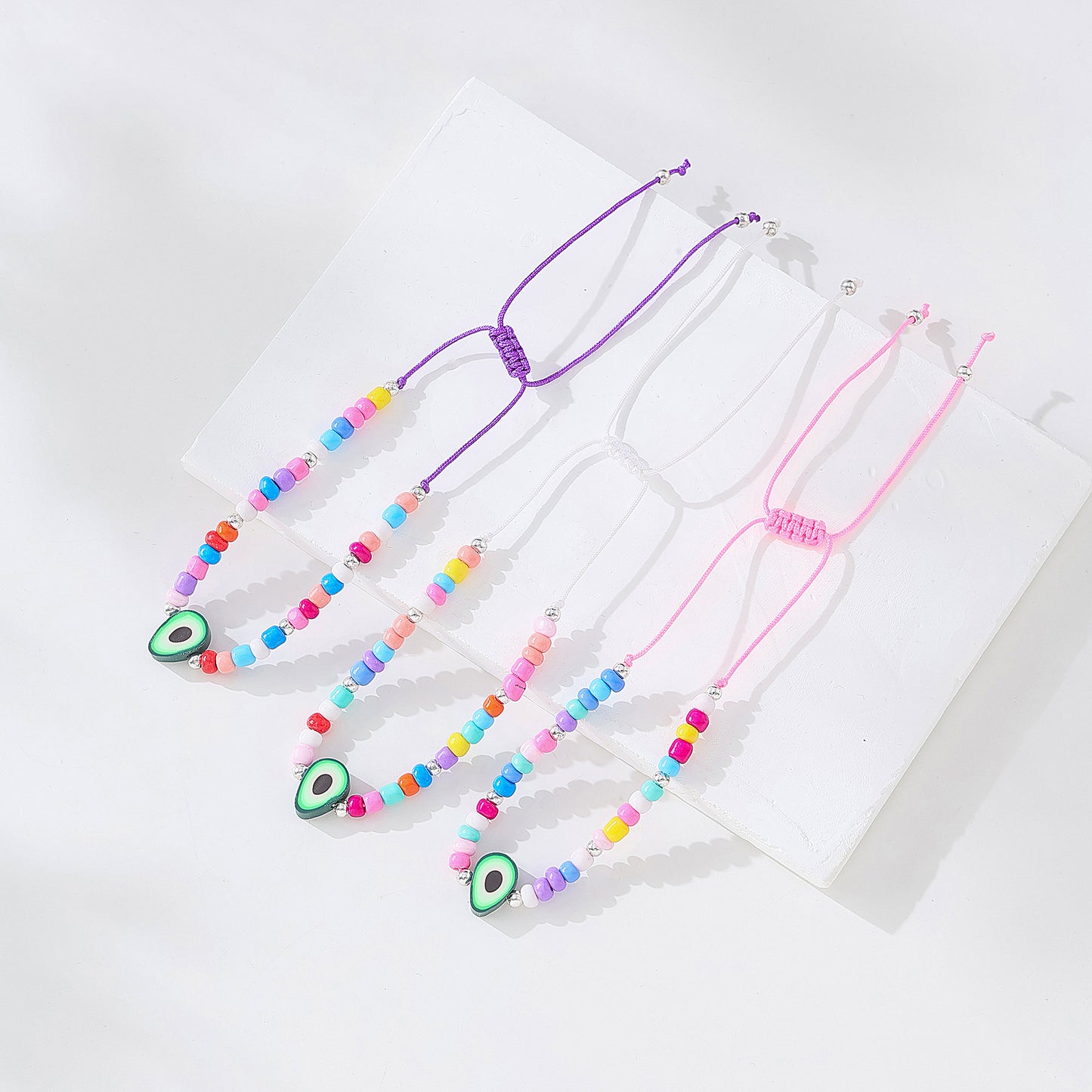 Vibrant Assorted Beaded Bracelets with Avocado Charm - Trendy Boho Style for Women & Teens, Handmade Jewelry for Any Occasion
