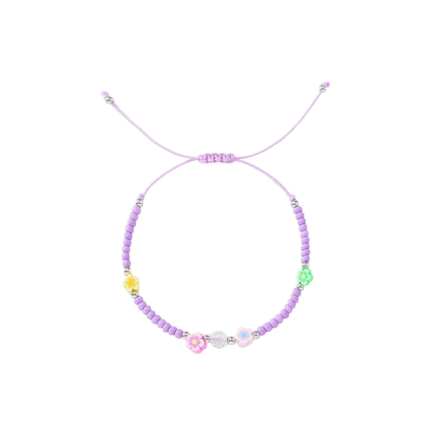 Charming Beaded String Bracelets with Colorful Fimo Flower Beads for Women and Teens - Handmade Adjustable Jewelry
