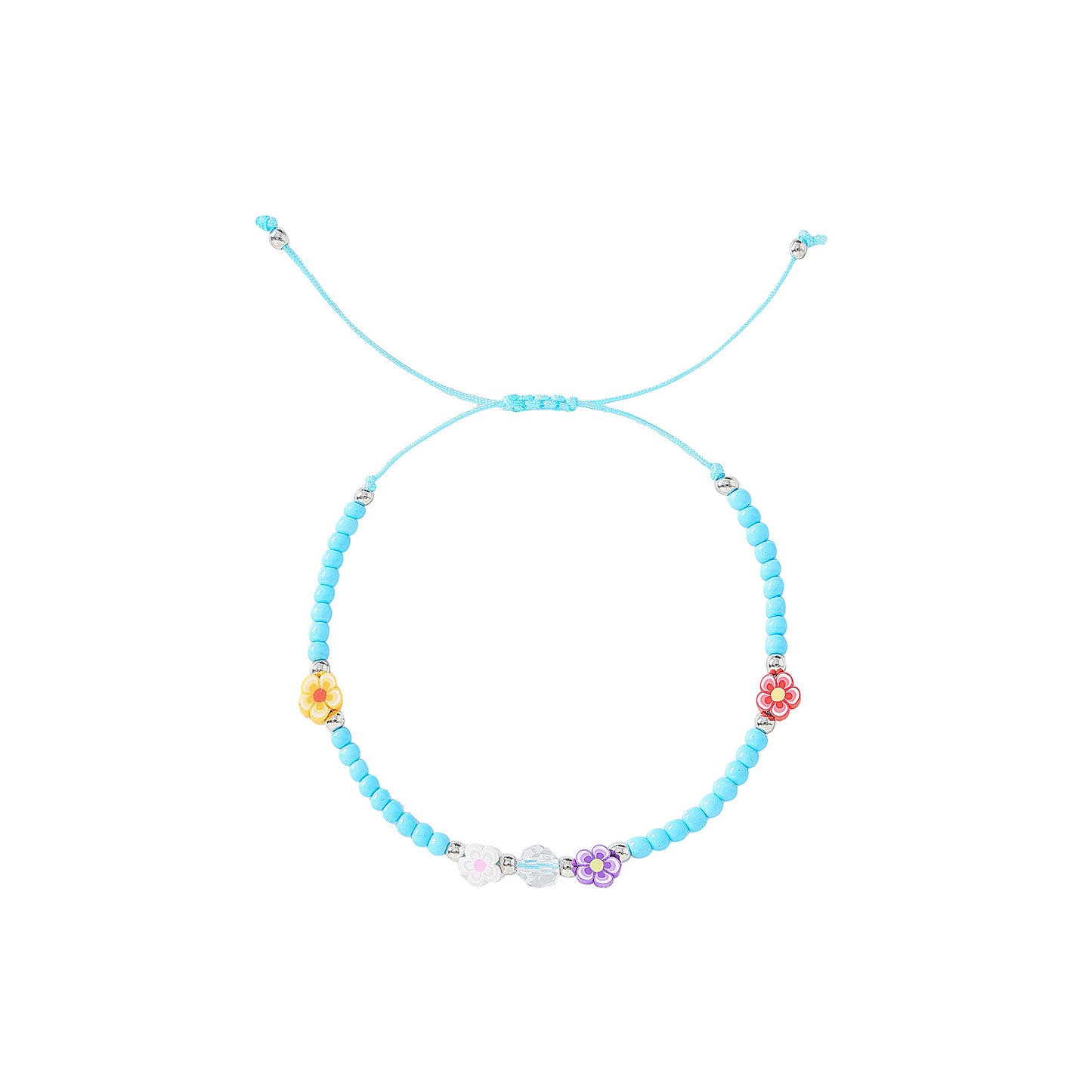 Charming Beaded String Bracelets with Colorful Fimo Flower Beads for Women and Teens - Handmade Adjustable Jewelry