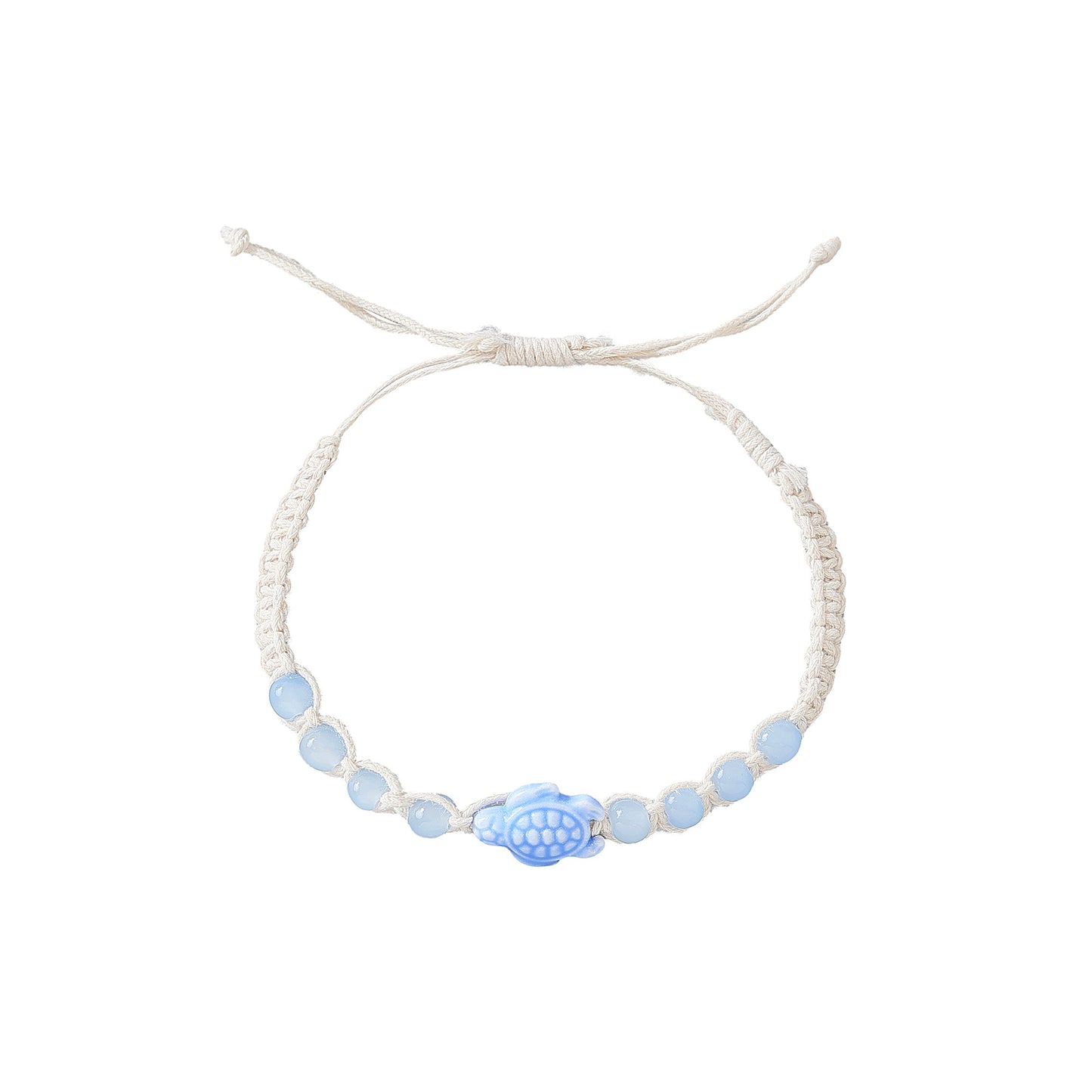 Assorted Ceramic Turtle Beaded Macramé Bracelets - Boho Coastal Style Jewelry for Women & Girls, Adjustable Handmade Accessories