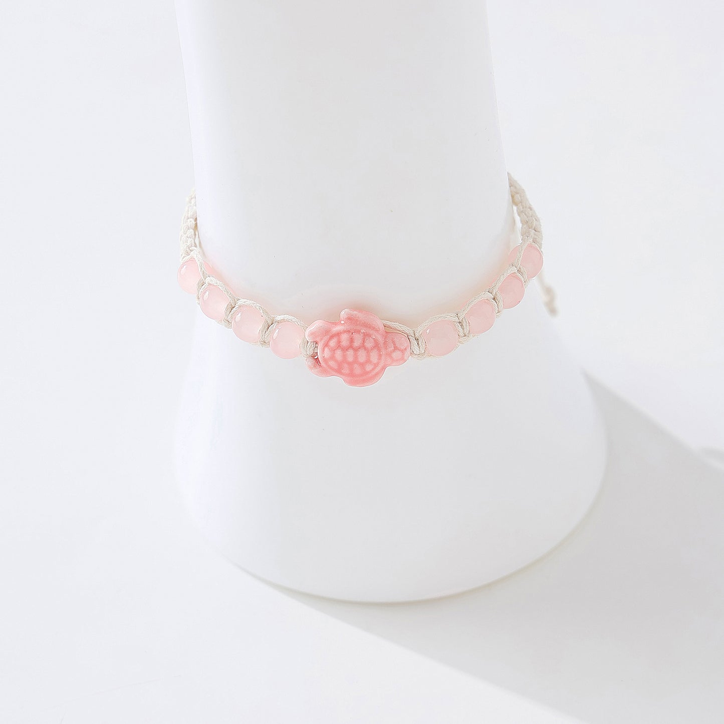Assorted Ceramic Turtle Beaded Macramé Bracelets - Boho Coastal Style Jewelry for Women & Girls, Adjustable Handmade Accessories