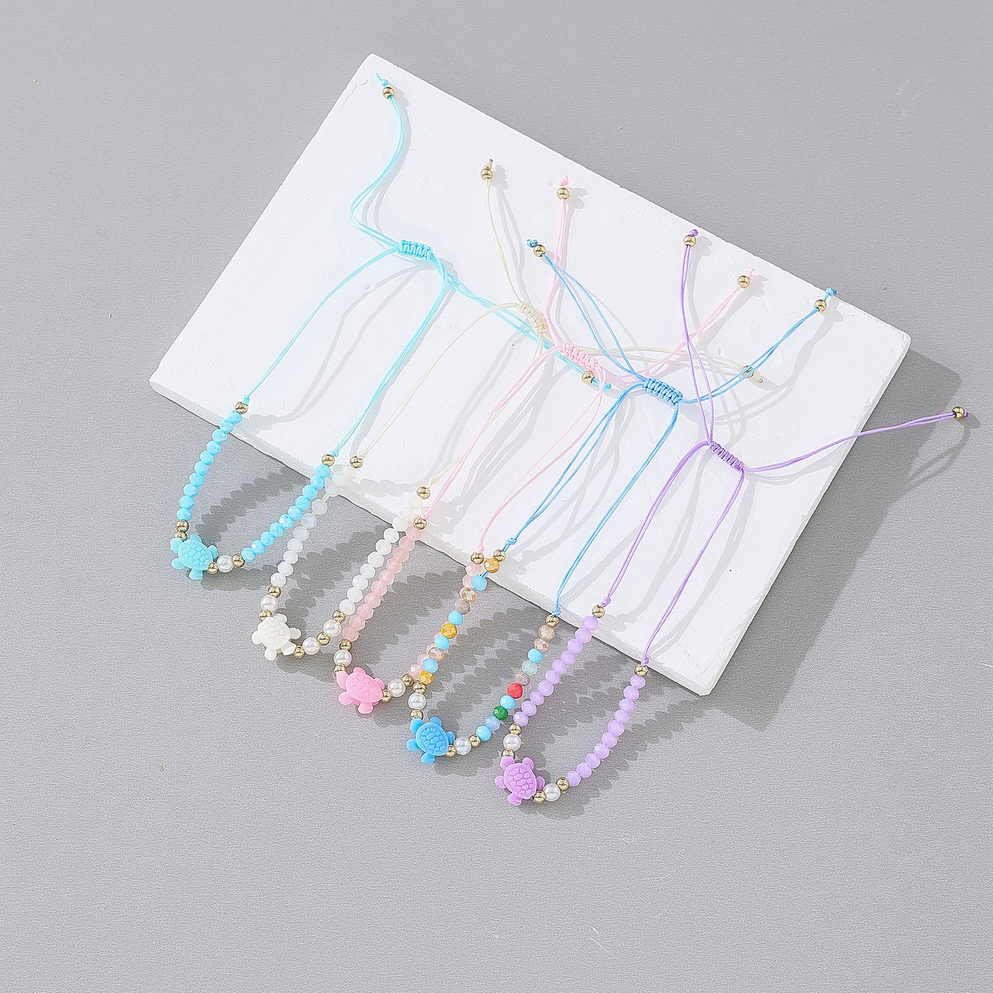 Adorable Beaded Turtle String Bracelet for Women and Girls - Soft Pastel Colors, Hand-crafted Charm, Adjustable String