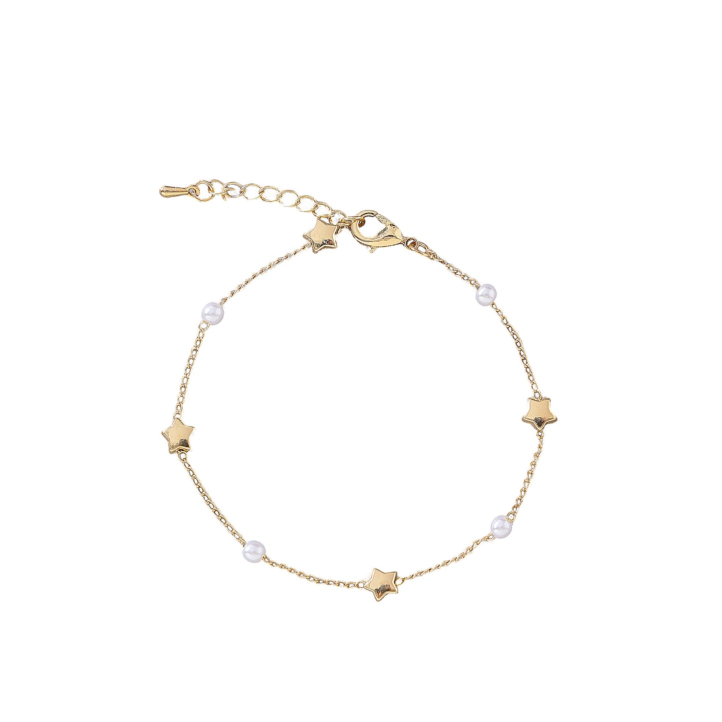 Enchanting Silvery, Golden, and Rose Golden Pearl & Star Charm Bracelets for Women - Perfect for Any Occasion