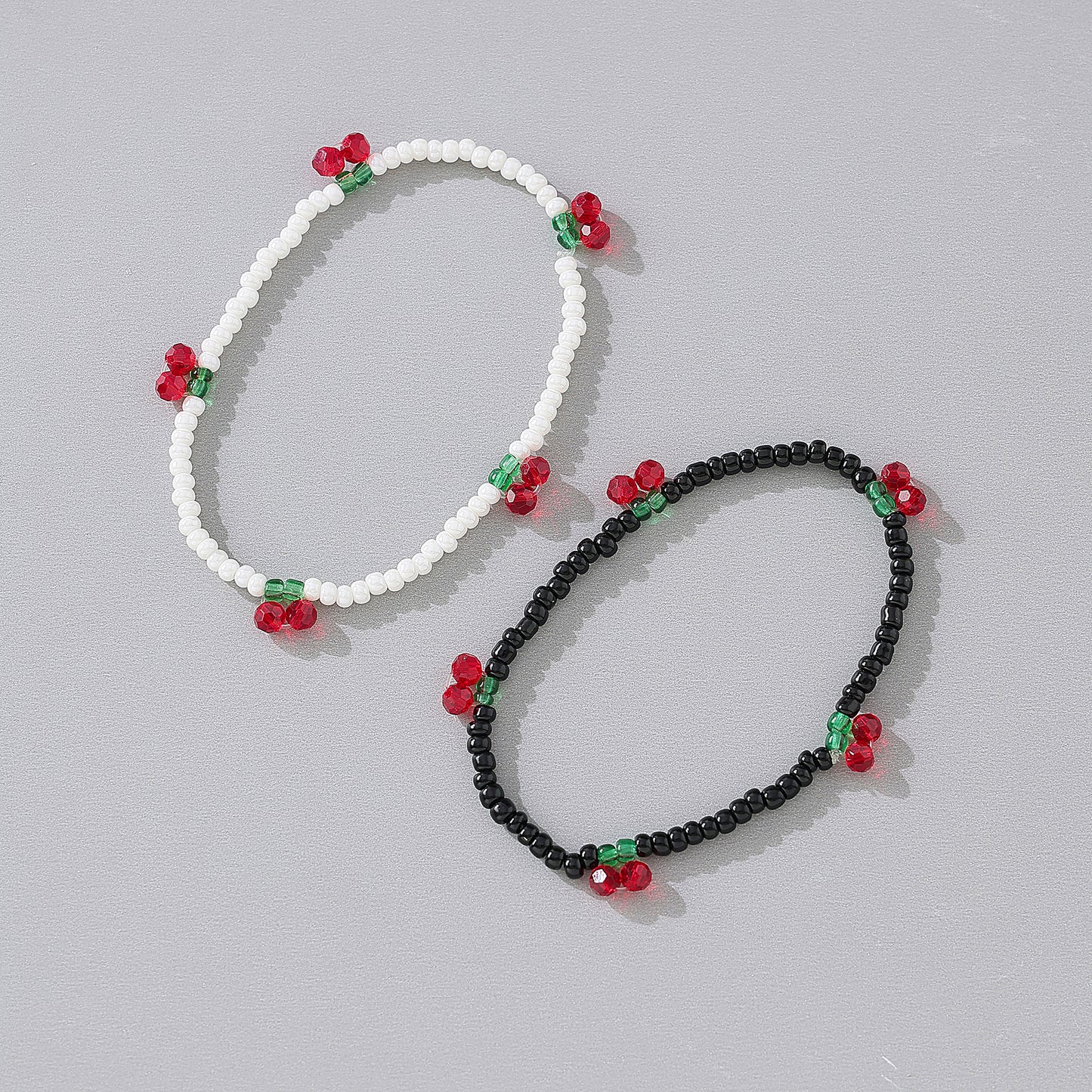 Charming Assorted Elastic Cherry - Themed Beaded Bracelets for Women - Perfect for Every Occasion
