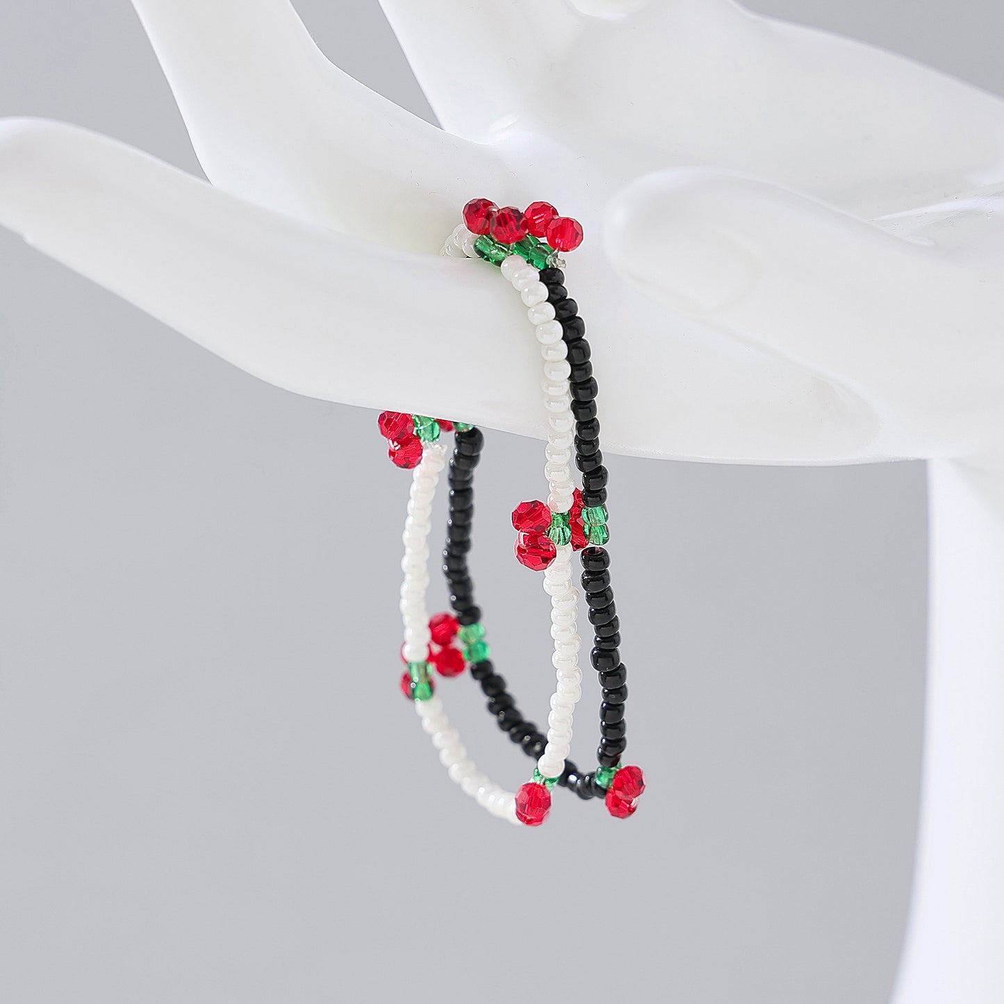 Charming Assorted Elastic Cherry - Themed Beaded Bracelets for Women - Perfect for Every Occasion
