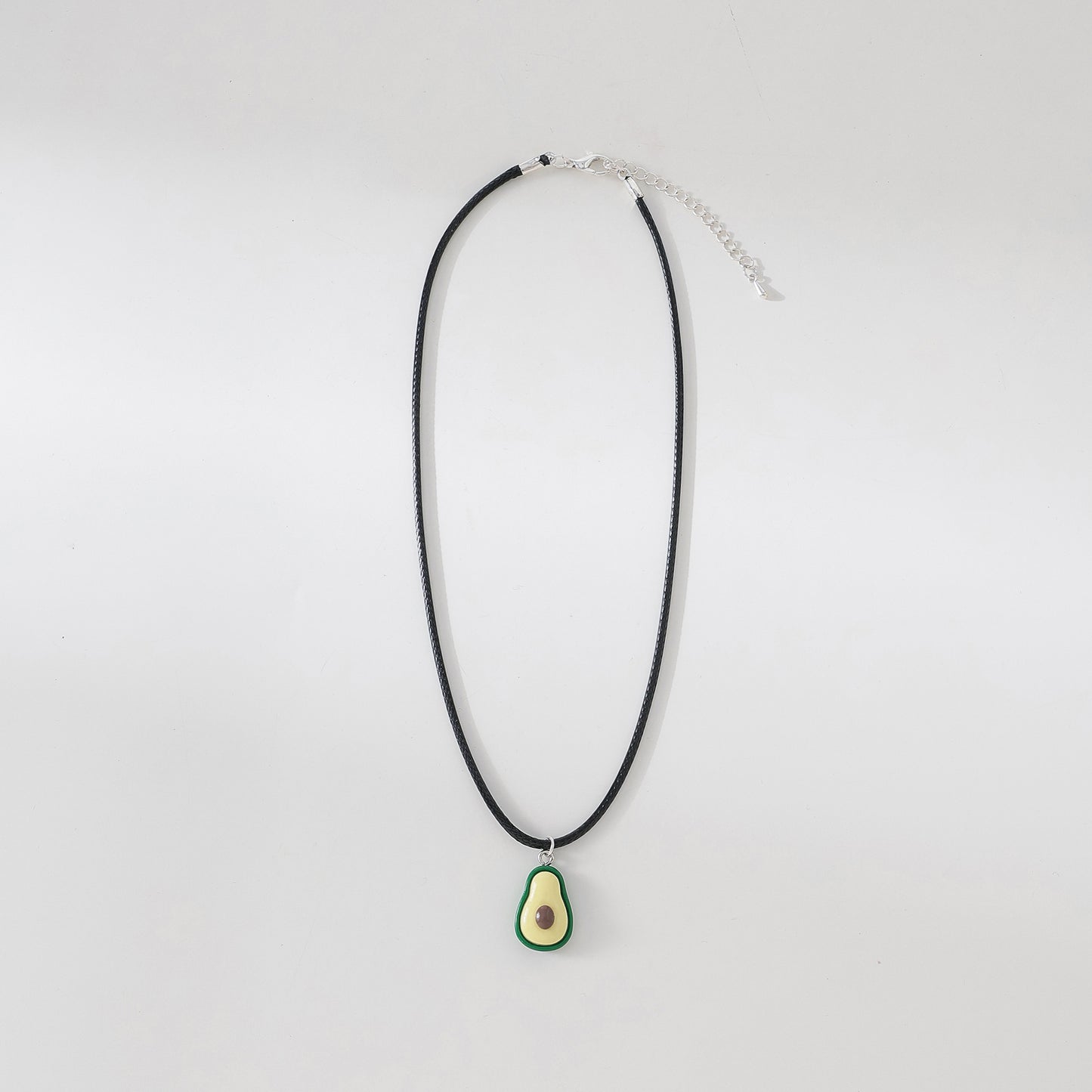 Charming Avocado Pendant Necklace - Hand - crafted Green & Creamy Delight on Black Cord