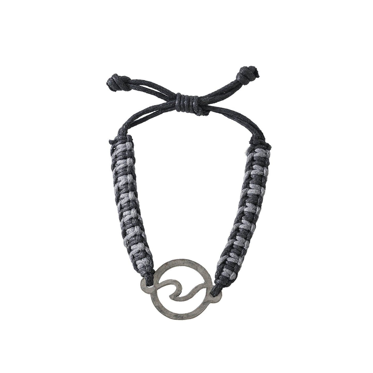 Boho - Chic Pewter Wave Macrame Bracelet: Hand-Woven Ocean-Inspired Jewelry for Men and Women