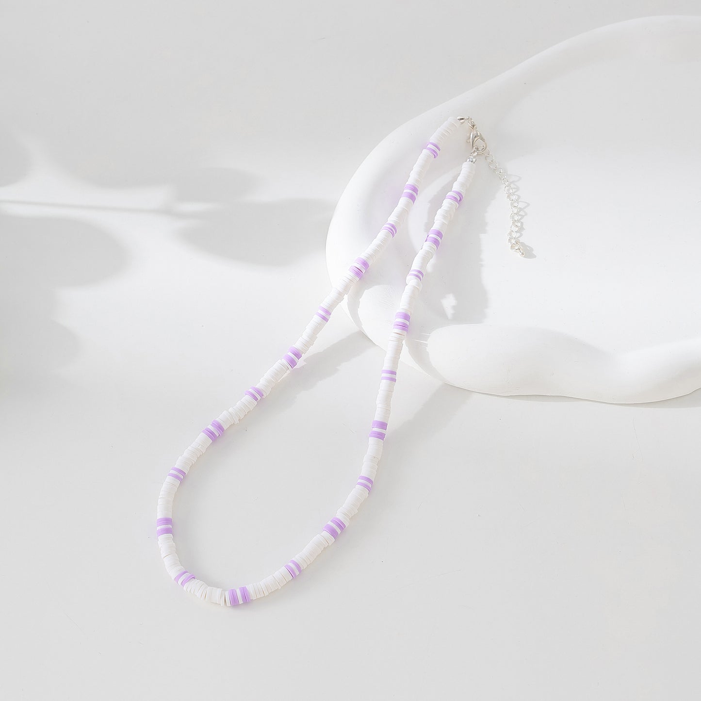 Chic Pastel and White Fimo Beaded Necklace - Boho - Chic Jewelry for Women