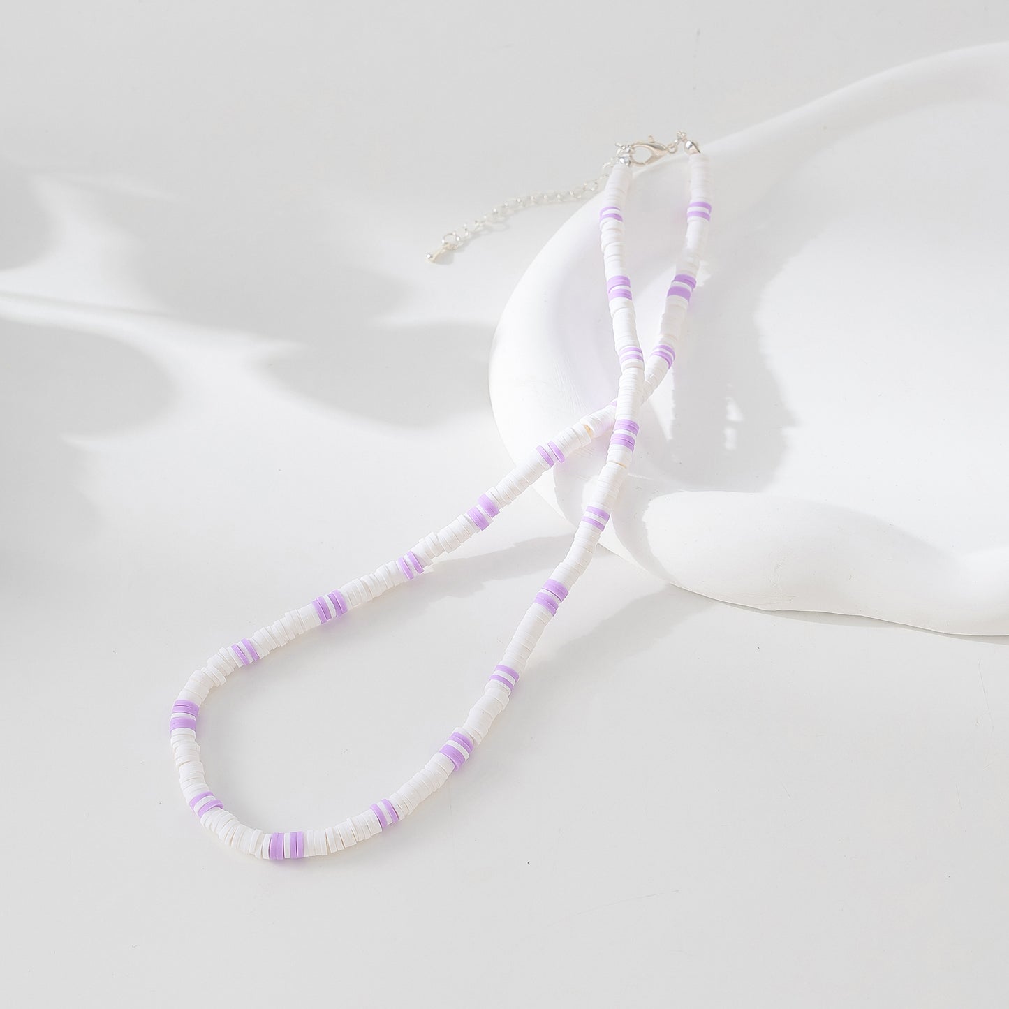 Chic Pastel and White Fimo Beaded Necklace - Boho - Chic Jewelry for Women