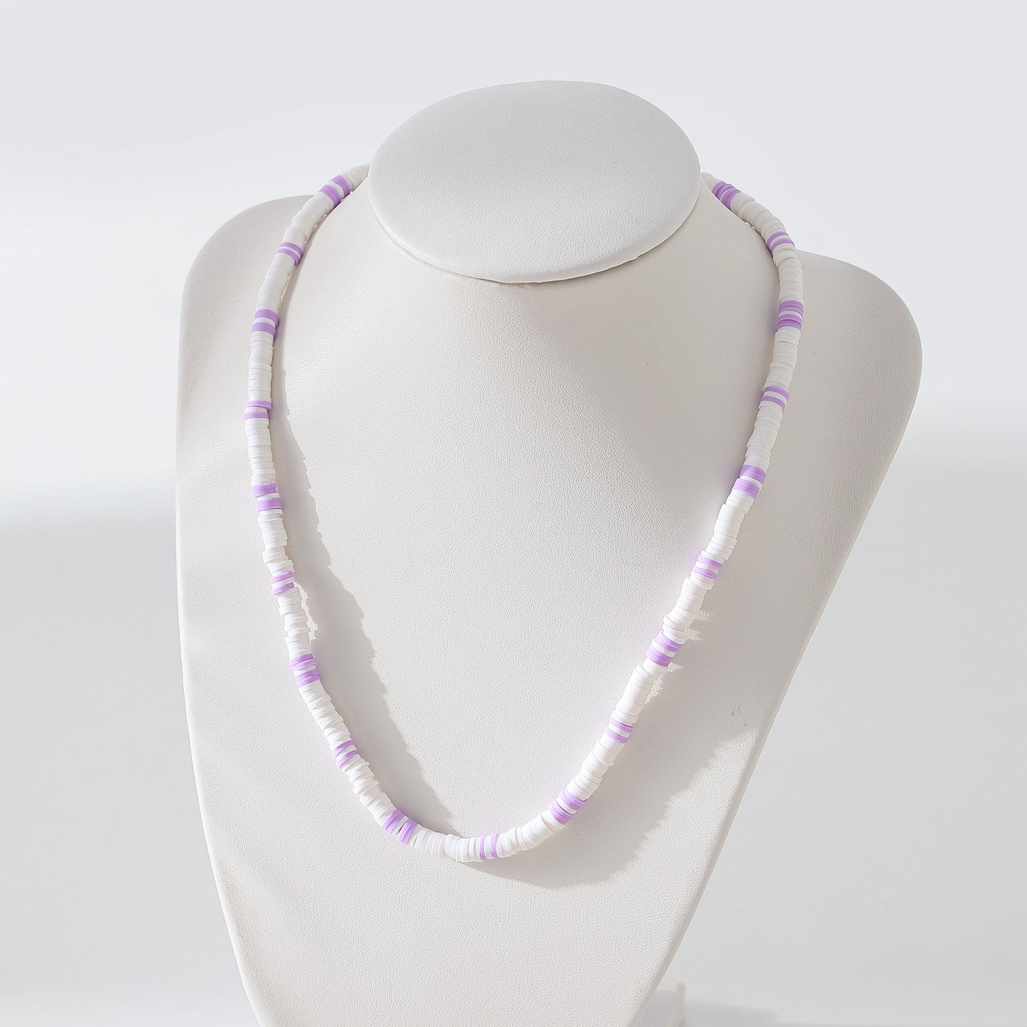 Chic Pastel and White Fimo Beaded Necklace - Boho - Chic Jewelry for Women
