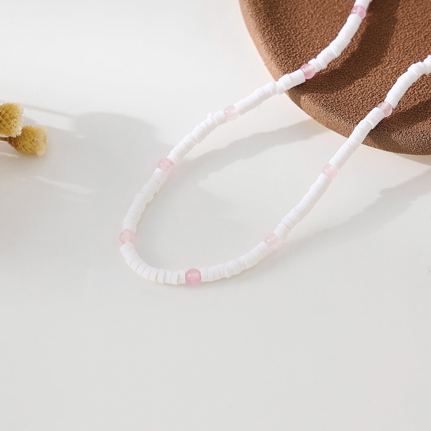 Delicate 3mm Fimo Clay and Genuine Stone Bead Necklace - Elegant Layering Accessory