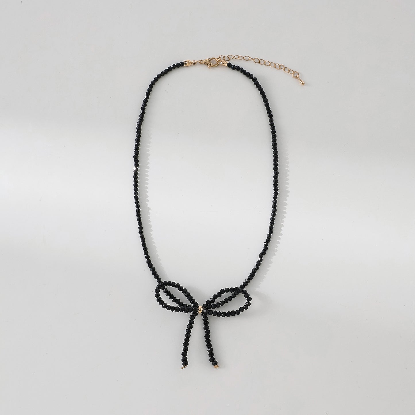 Elegant Black Beaded Bow - Knot Necklace for Women - Versatile Accessory