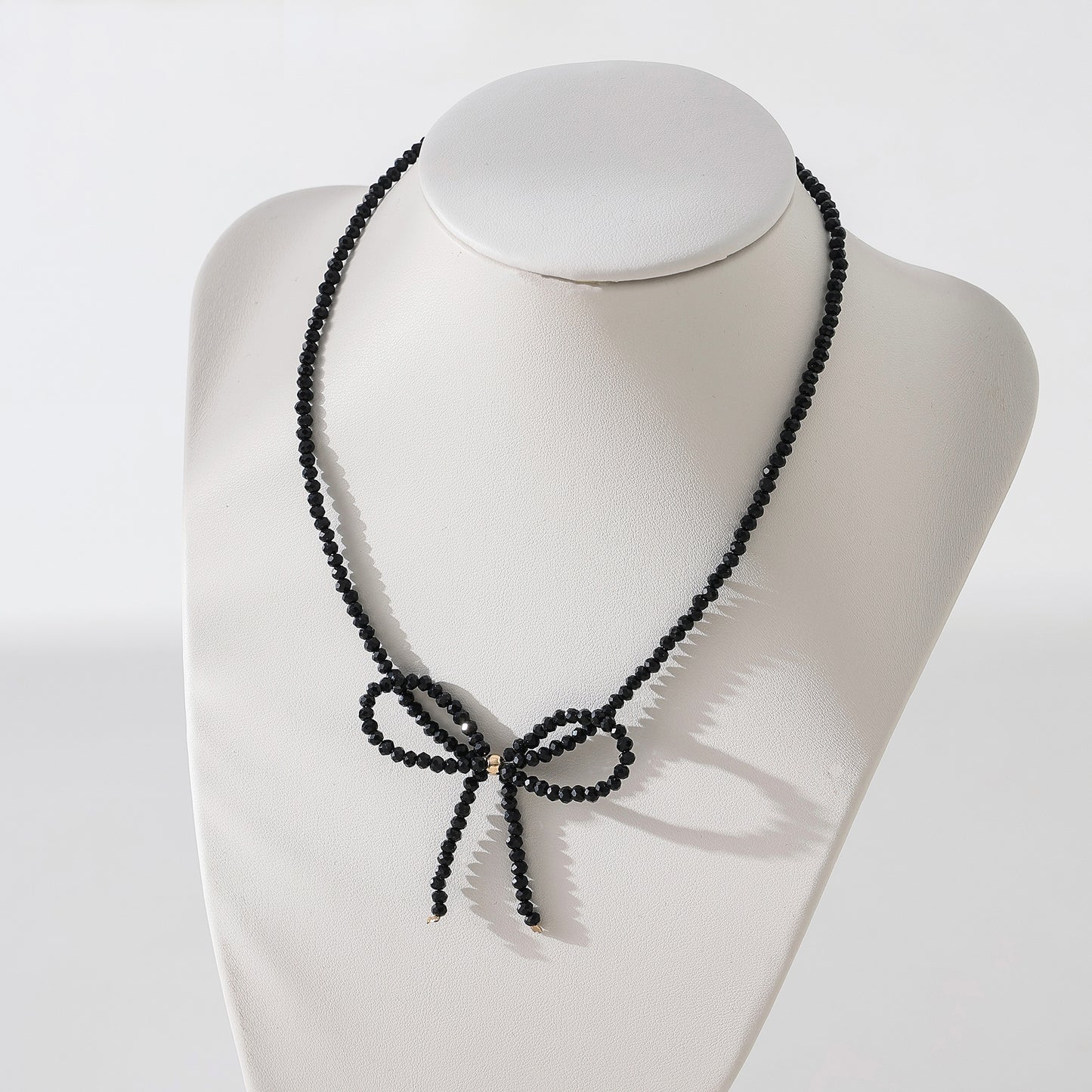 Elegant Black Beaded Bow - Knot Necklace for Women - Versatile Accessory
