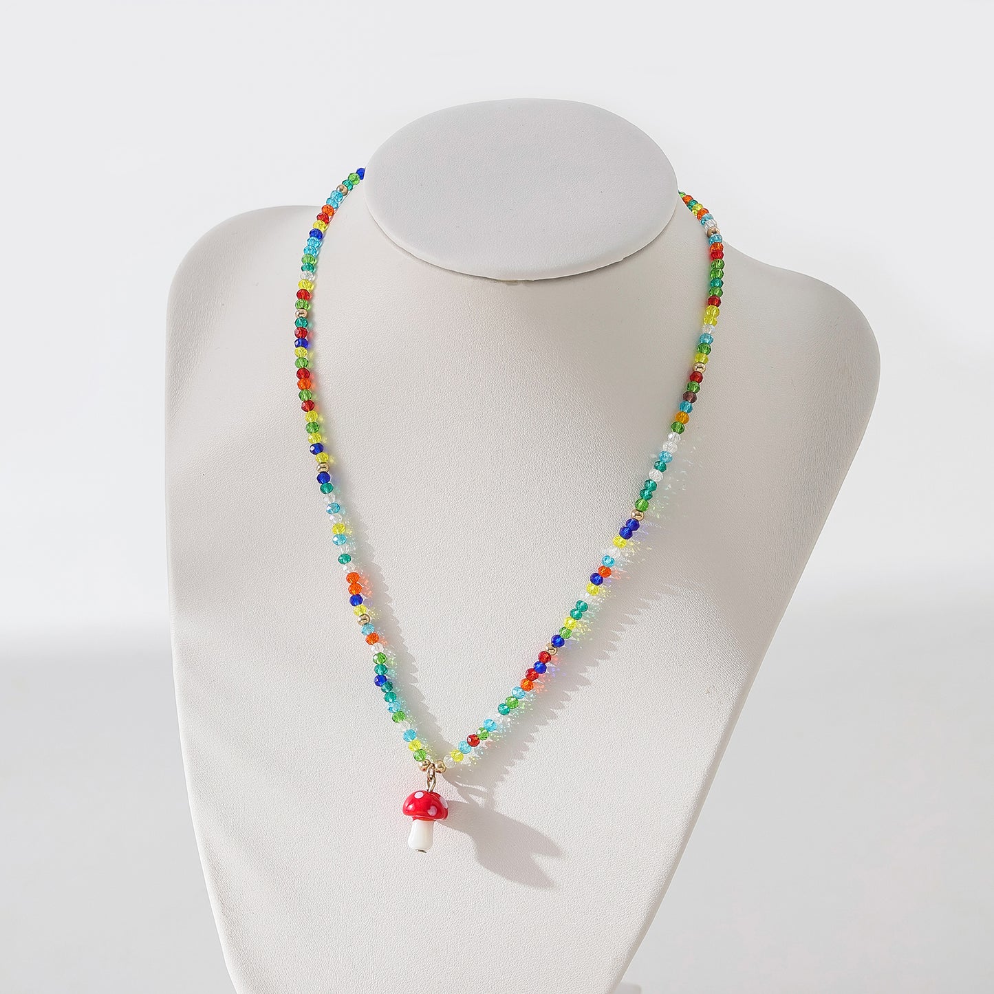 Boho - Chic Assorted Beaded Necklaces with Vibrant Glass Mushroom Charms