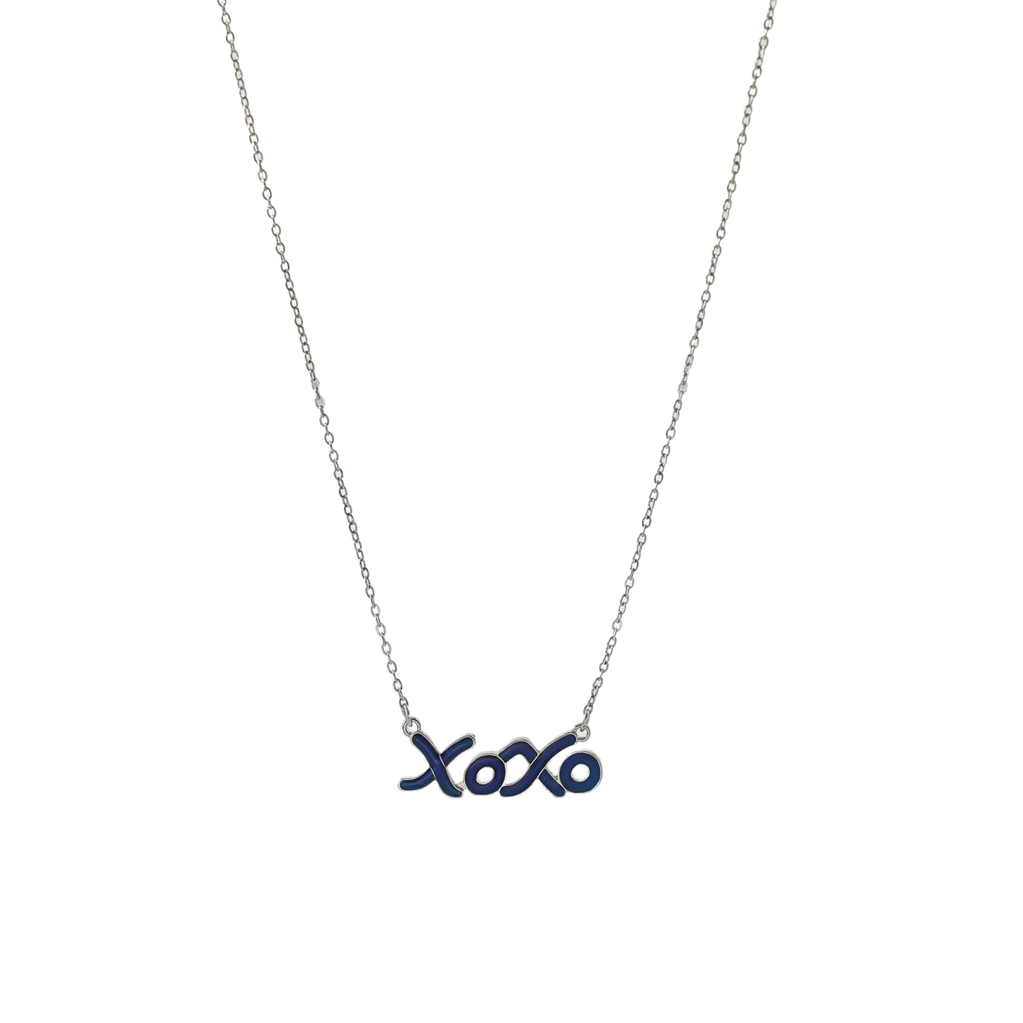 Charming "XOXO" Mood - Inspired Silver Chain Necklace for Women