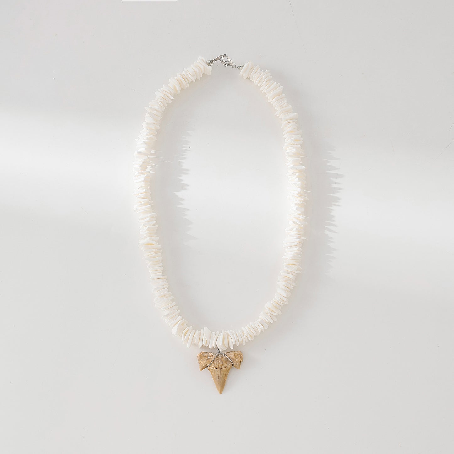 Exquisite Shark Tooth Necklace with Irregular White Shell Beads - Beachy Boho Style Jewelry