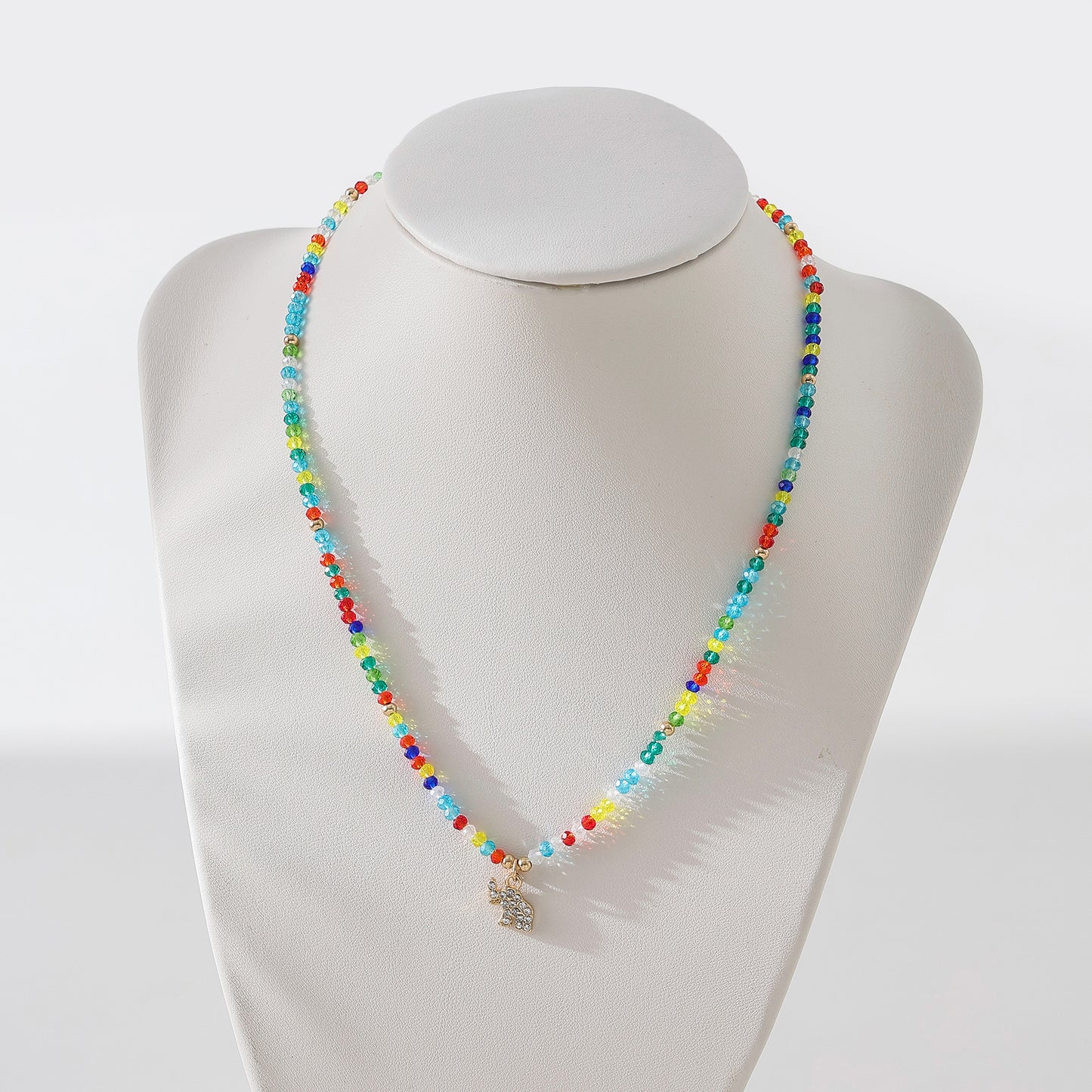 Charming Assorted Beaded Necklaces with Sparkling Crystal Elephant Charms - Boho Style Jewelry for Women