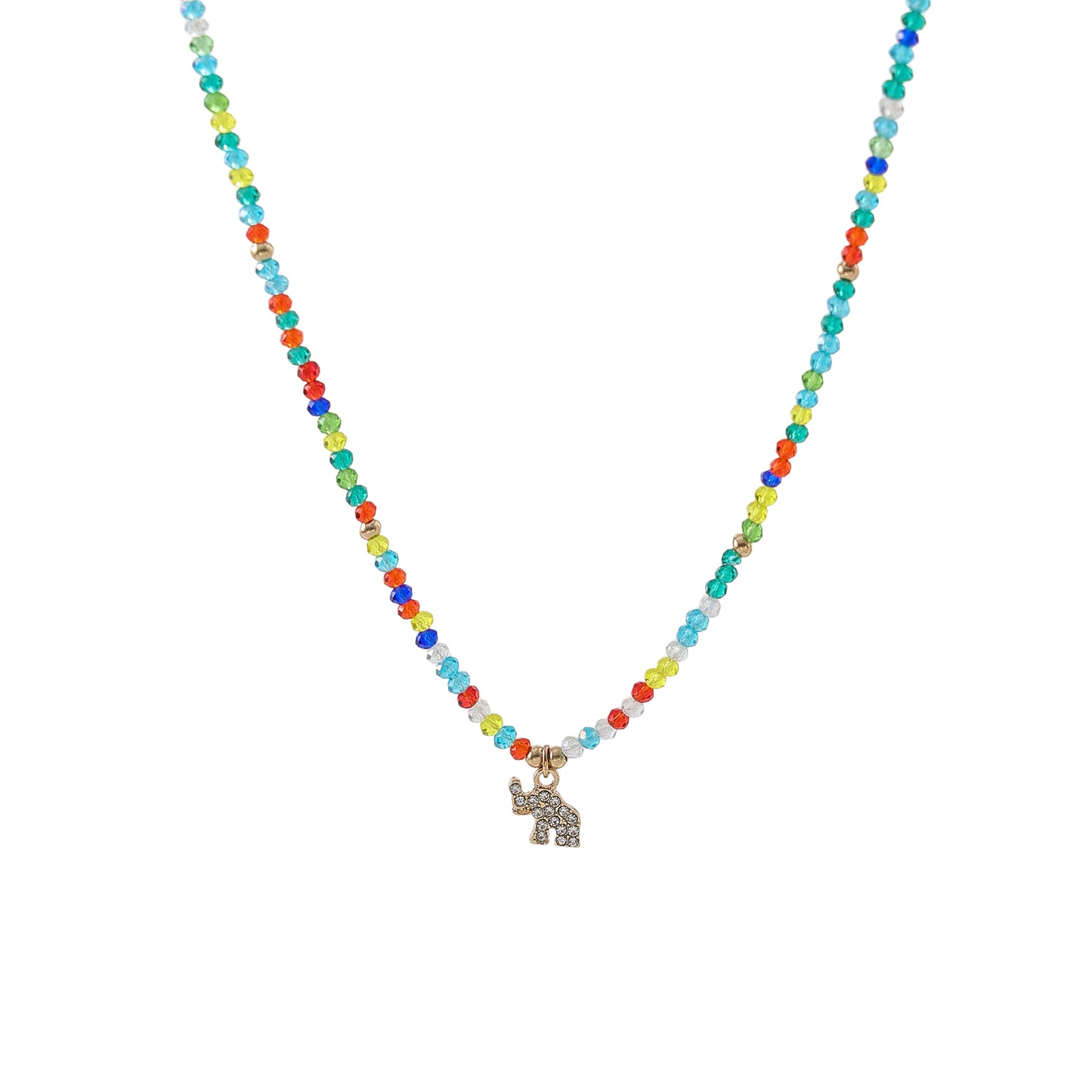 Charming Assorted Beaded Necklaces with Sparkling Crystal Elephant Charms - Boho Style Jewelry for Women