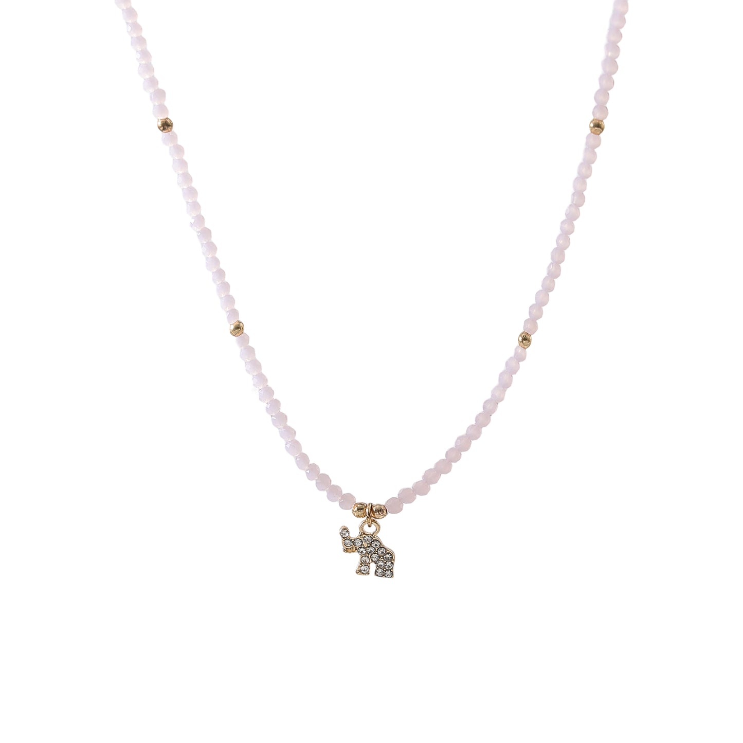 Charming Assorted Beaded Necklaces with Sparkling Crystal Elephant Charms - Boho Style Jewelry for Women