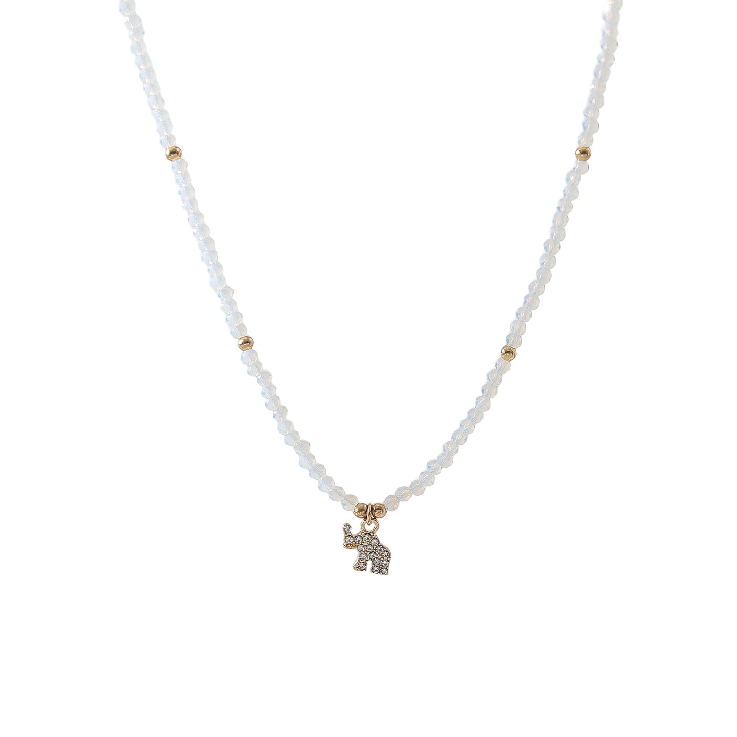 Charming Assorted Beaded Necklaces with Sparkling Crystal Elephant Charms - Boho Style Jewelry for Women