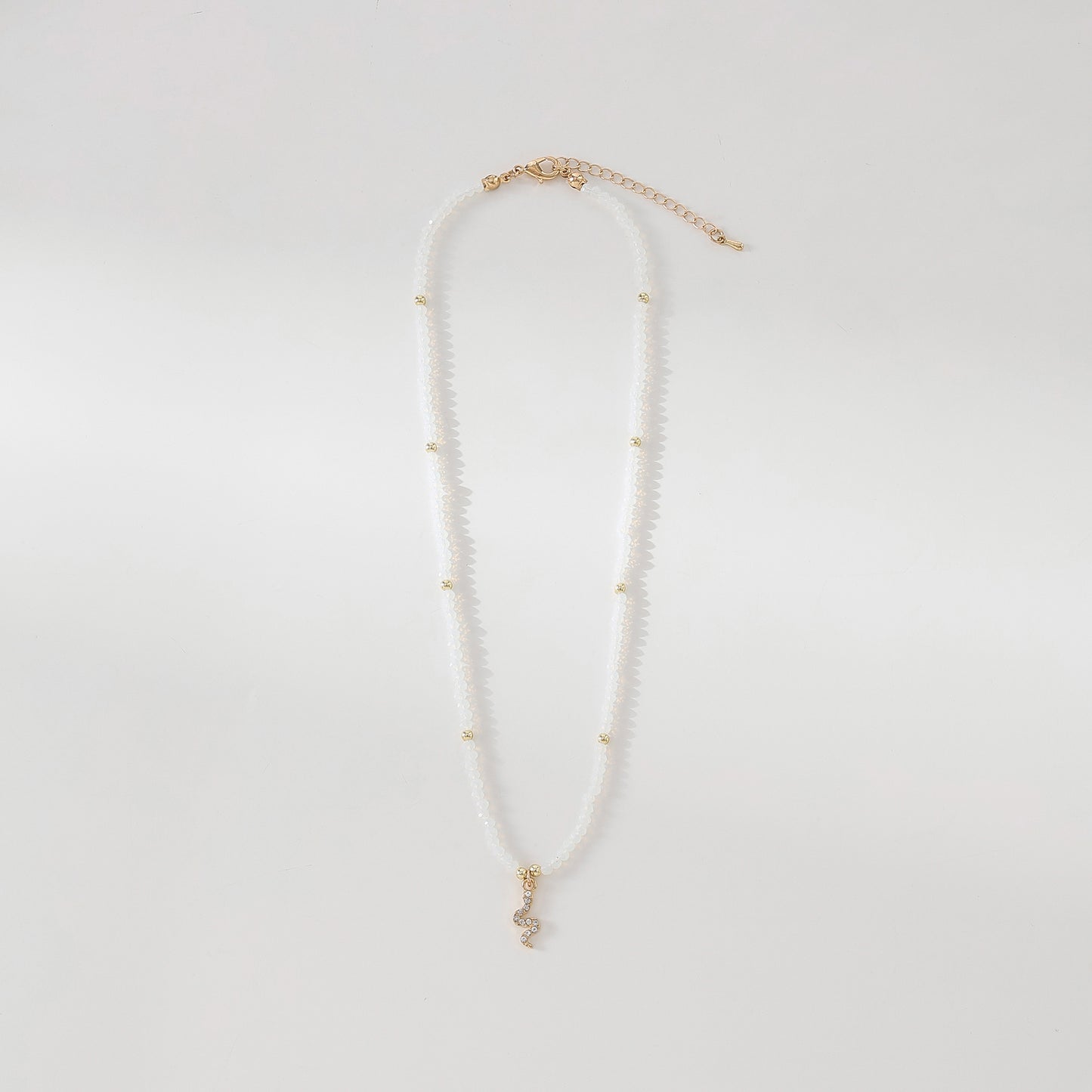 Gold Snake with rhinestones on assorted Beaded Necklace