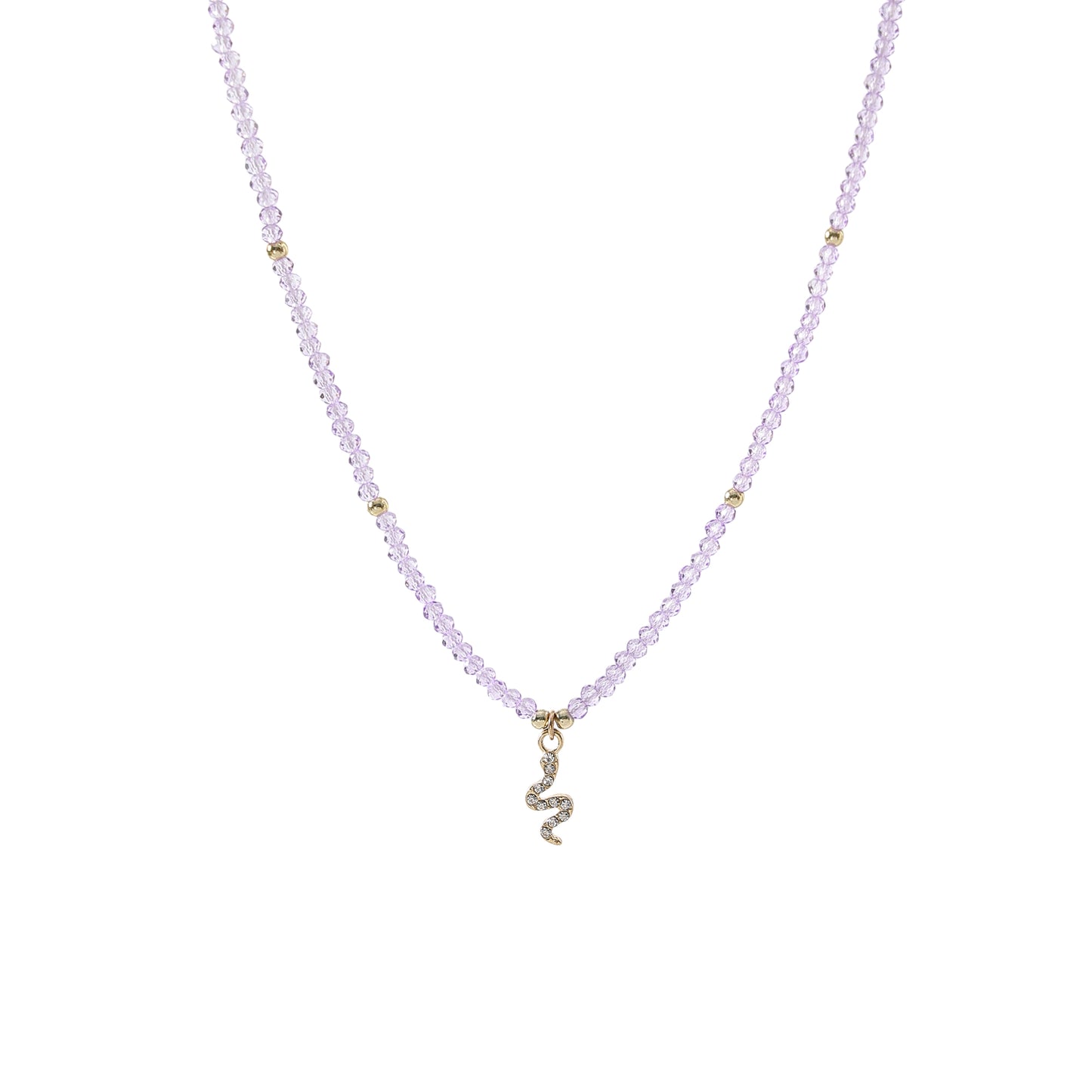 Gold Snake with rhinestones on assorted Beaded Necklace