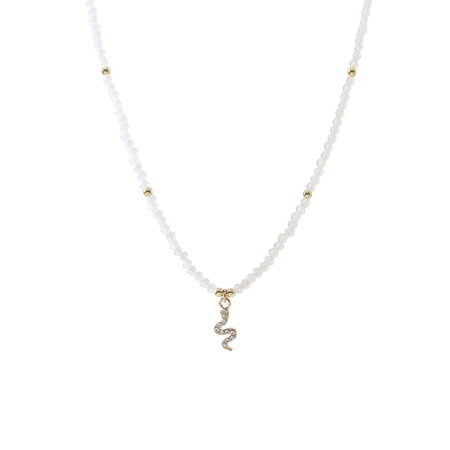 Gold Snake with rhinestones on assorted Beaded Necklace