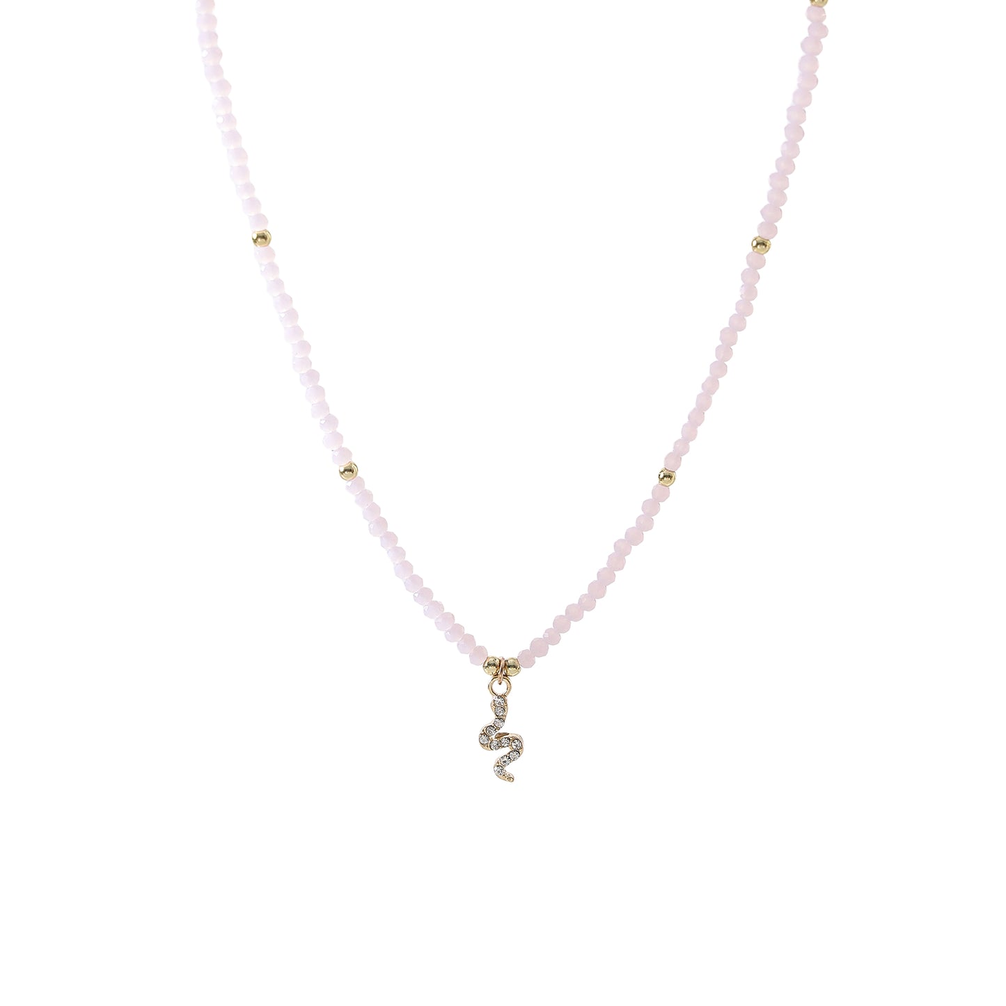 Gold Snake with rhinestones on assorted Beaded Necklace