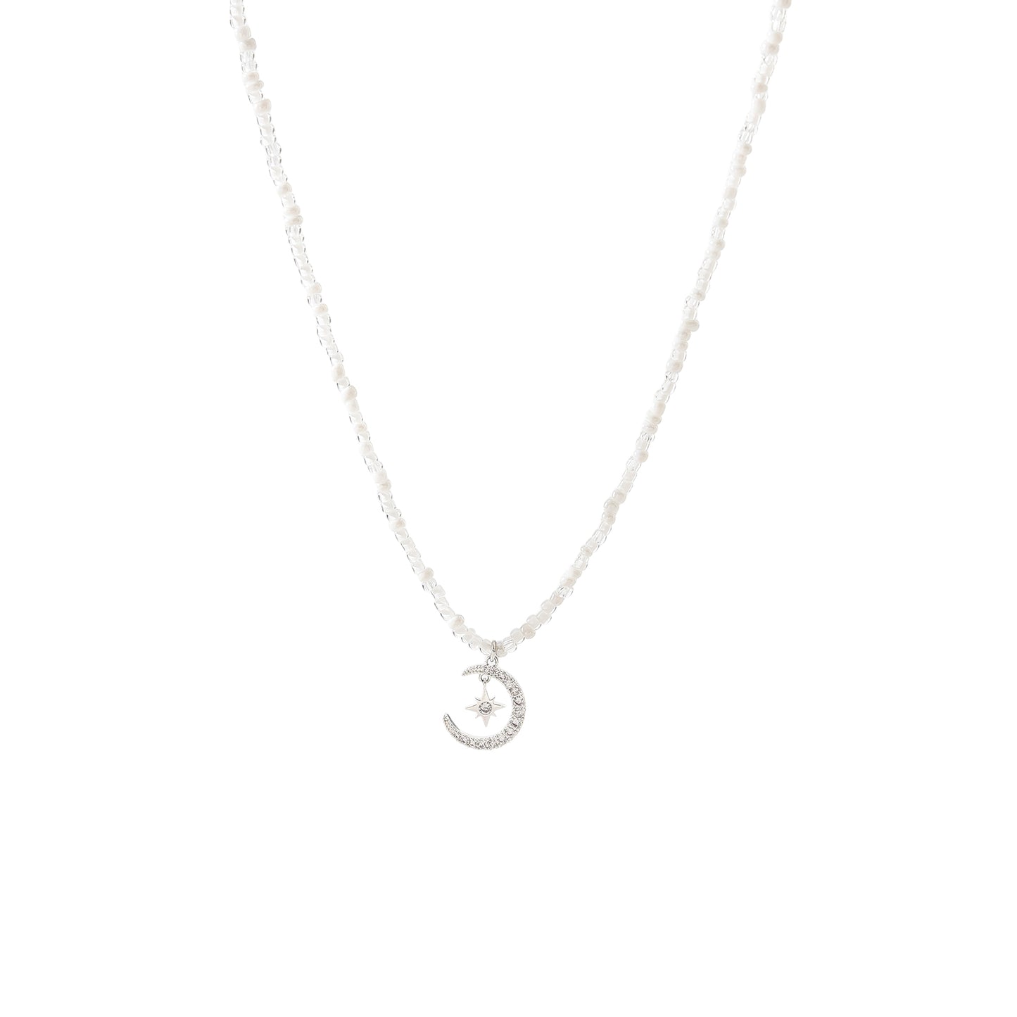 Enchanting Assorted Beaded Necklaces with Sparkling Crystal Half - Moon & Star Pendants for Women