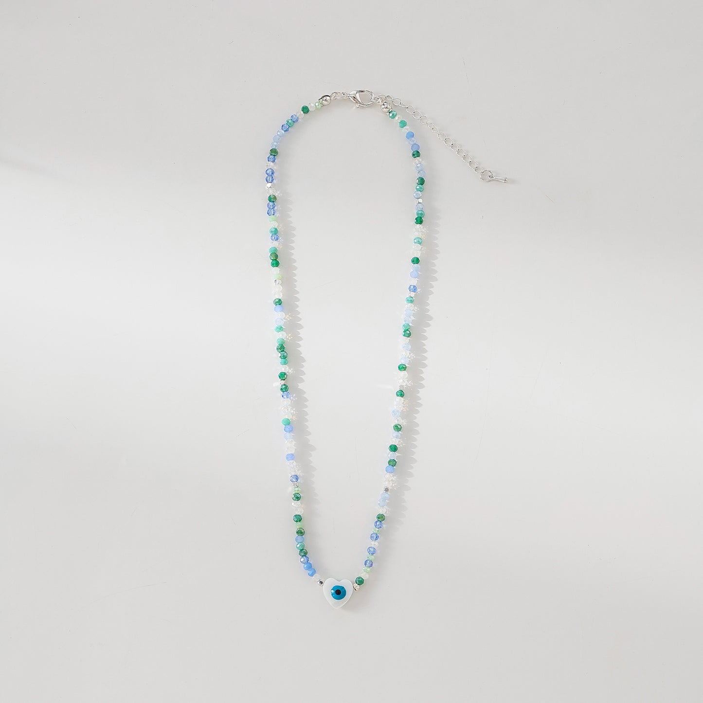 Enchanting Assorted Beaded Necklace with Lucky Eye Heart Bead - Boho - Chic Style for Women