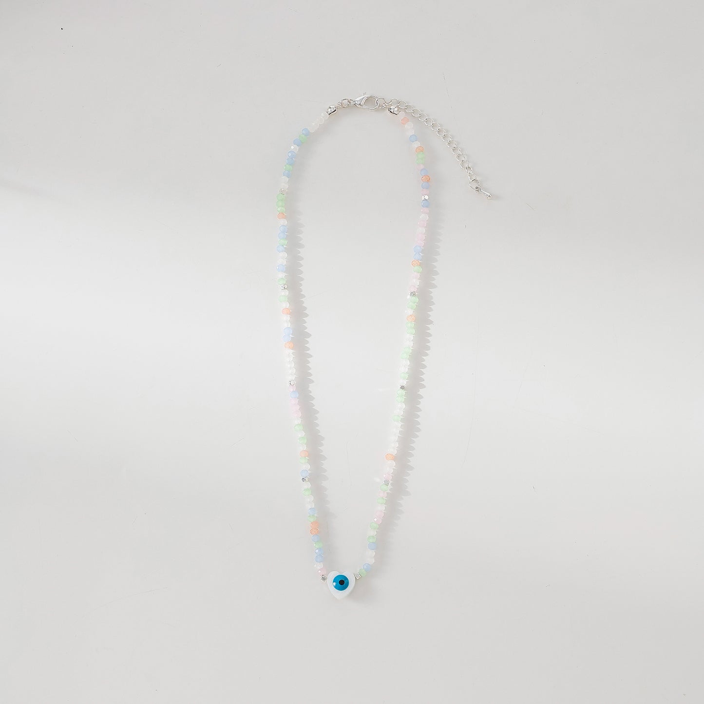 Enchanting Assorted Beaded Necklace with Lucky Eye Heart Bead - Boho - Chic Style for Women