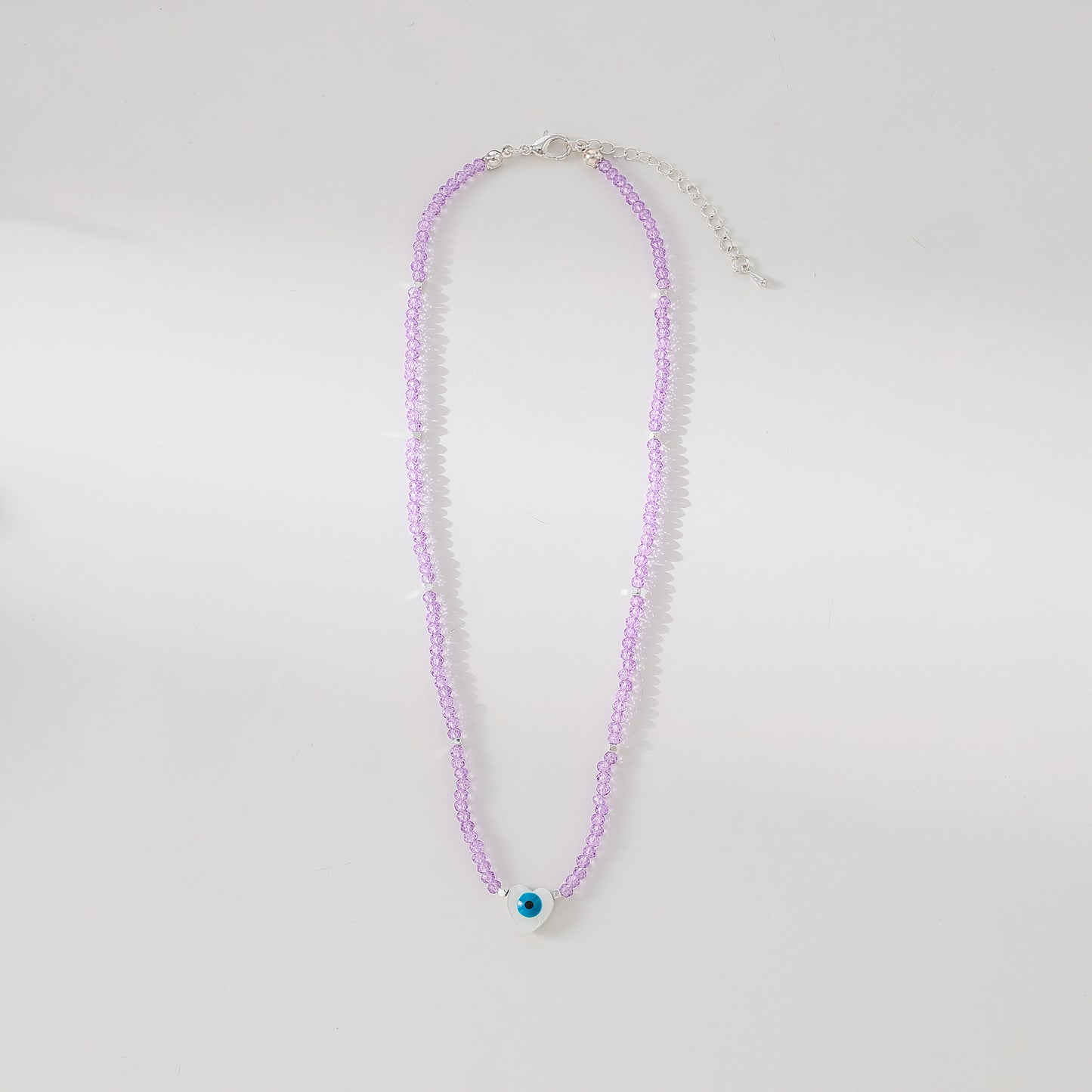 Enchanting Assorted Beaded Necklace with Lucky Eye Heart Bead - Boho - Chic Style for Women