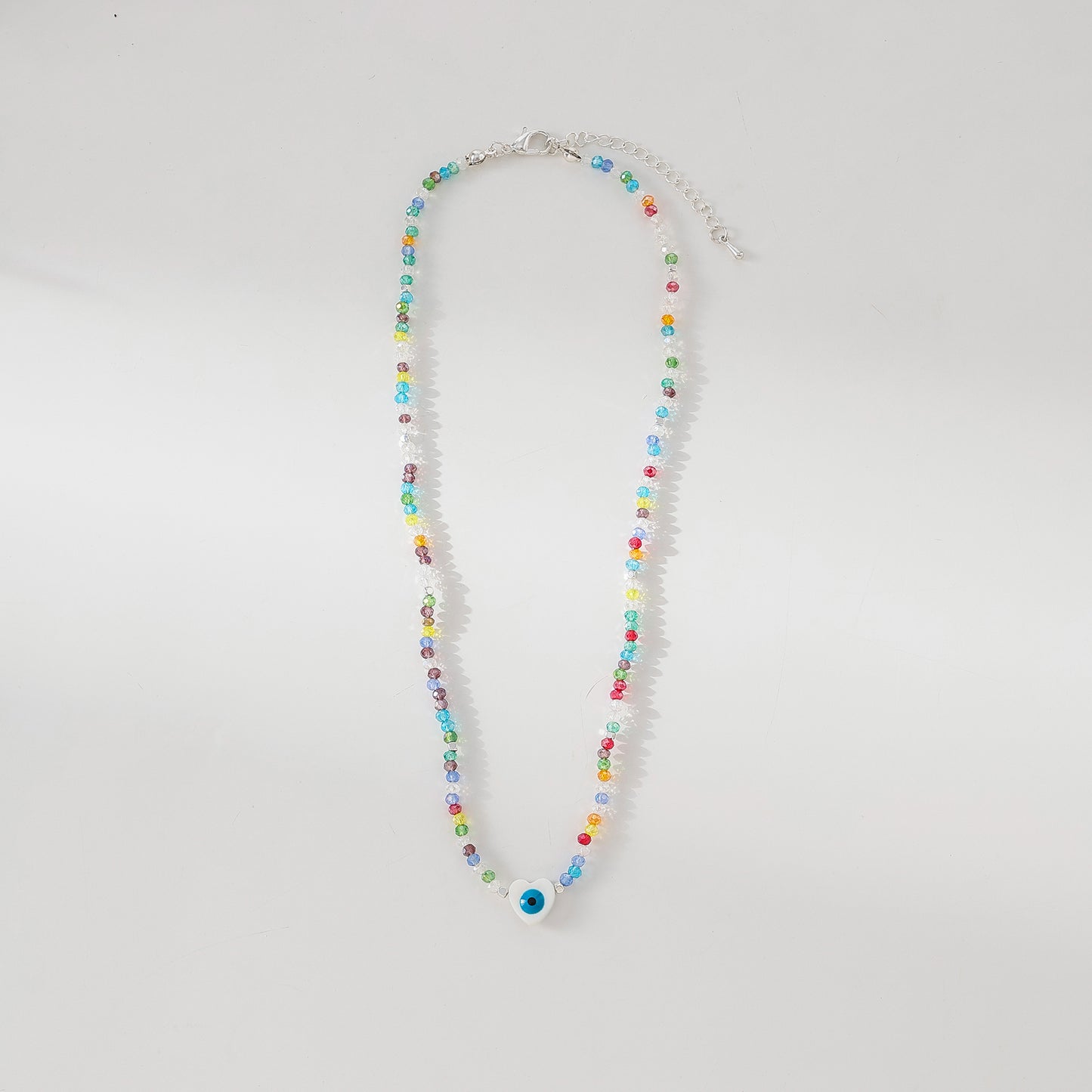 Enchanting Assorted Beaded Necklace with Lucky Eye Heart Bead - Boho - Chic Style for Women