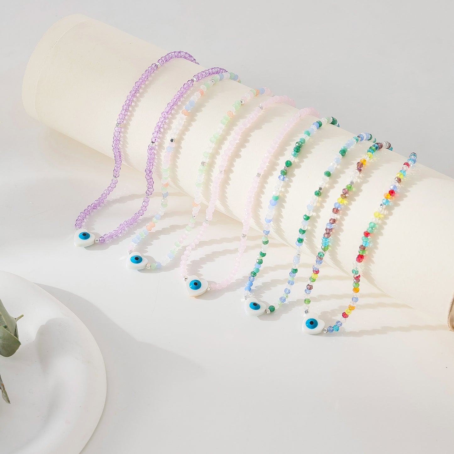 Enchanting Assorted Beaded Necklace with Lucky Eye Heart Bead - Boho - Chic Style for Women
