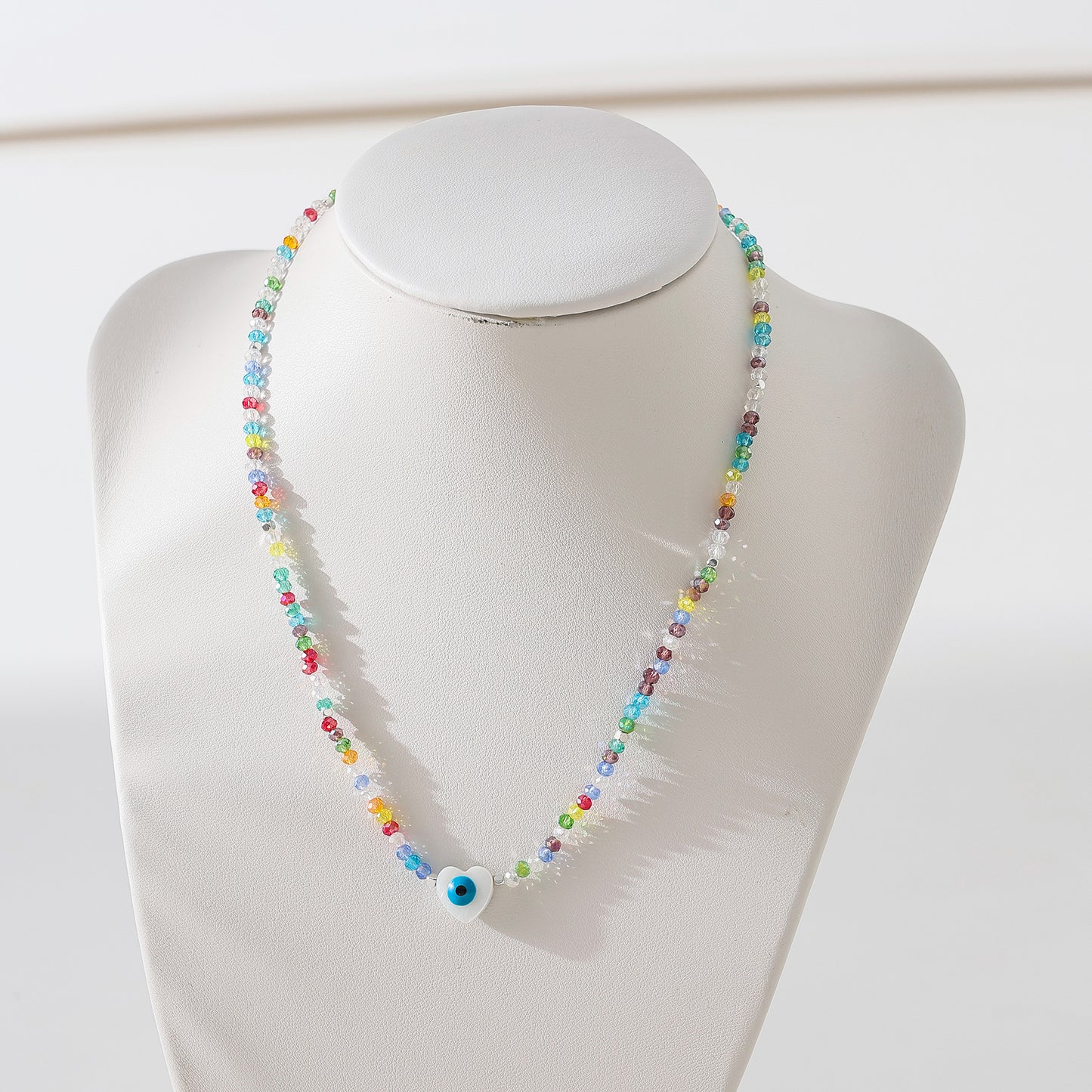 Enchanting Assorted Beaded Necklace with Lucky Eye Heart Bead - Boho - Chic Style for Women