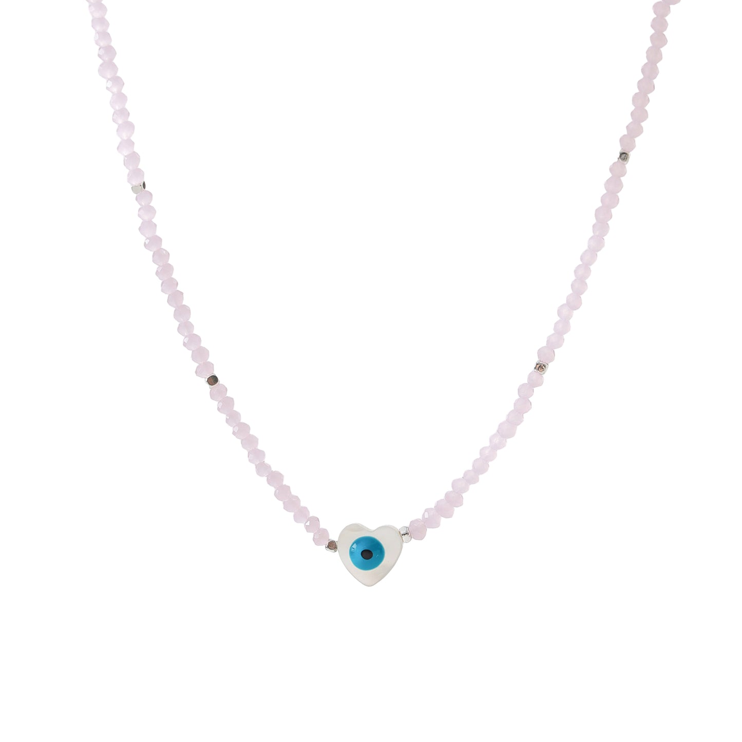 Enchanting Assorted Beaded Necklace with Lucky Eye Heart Bead - Boho - Chic Style for Women
