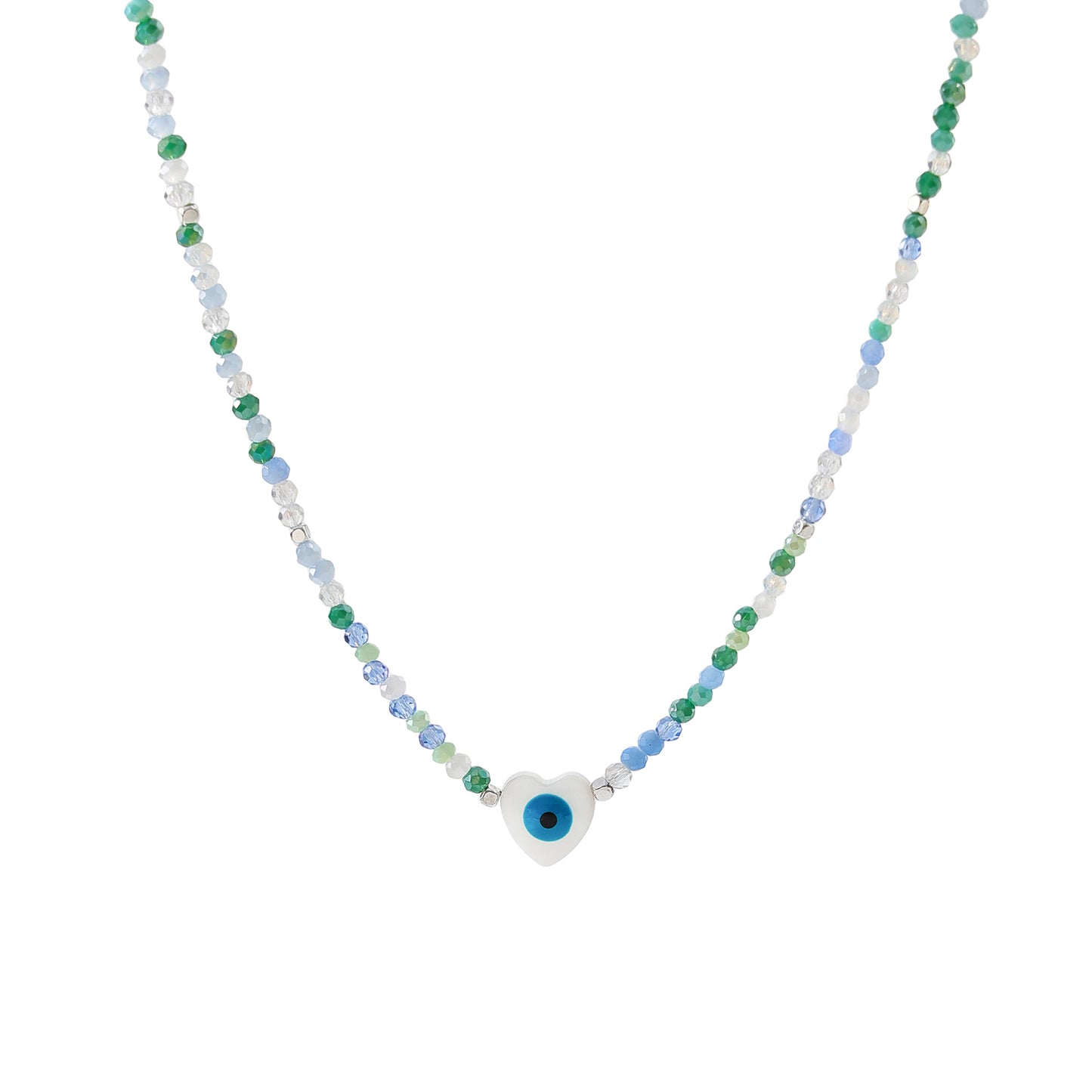Enchanting Assorted Beaded Necklace with Lucky Eye Heart Bead - Boho - Chic Style for Women