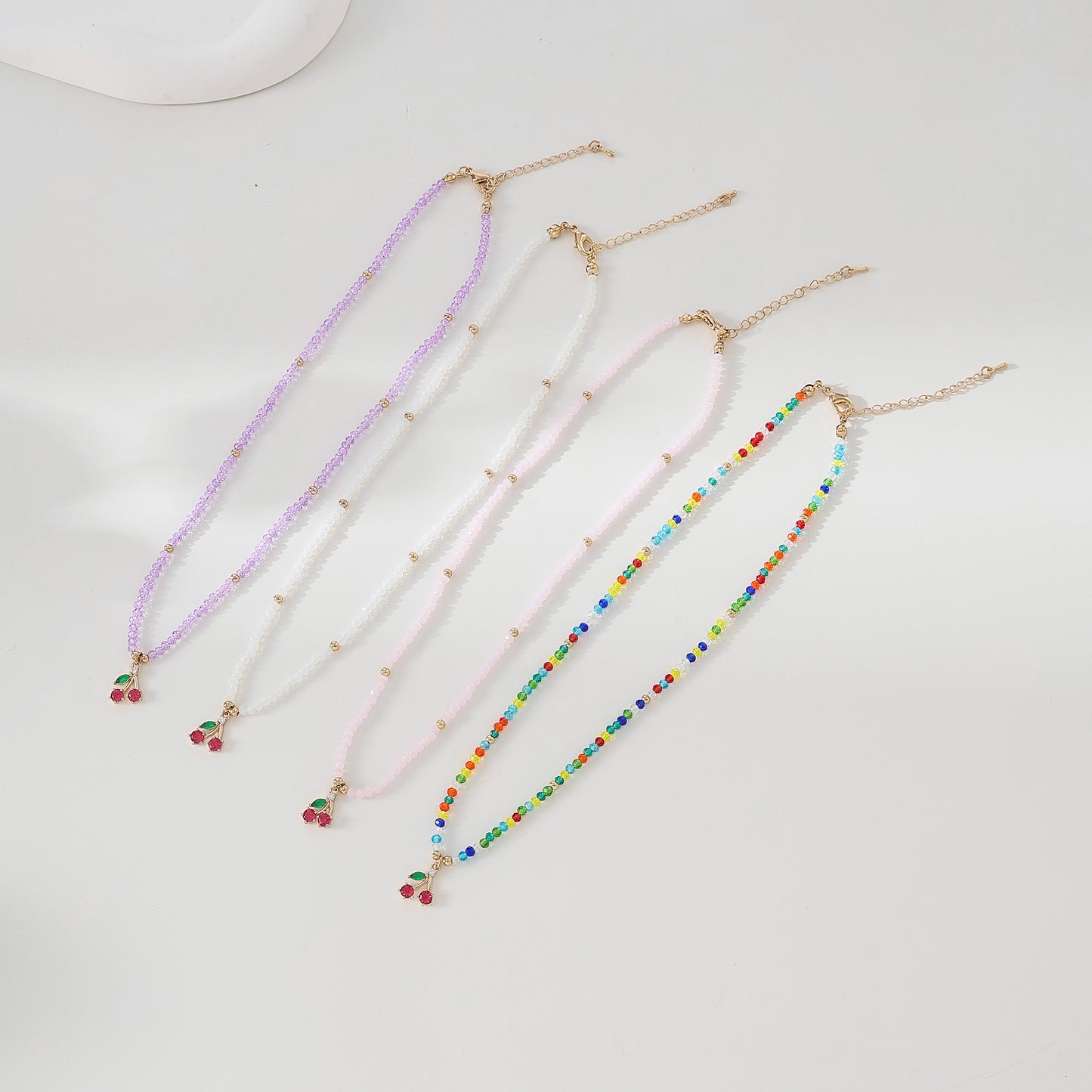 Assorted beaded Necklace with glass Mushroom charm