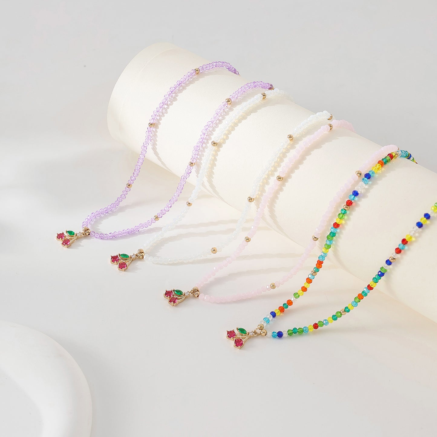 Assorted beaded Necklace with glass Mushroom charm