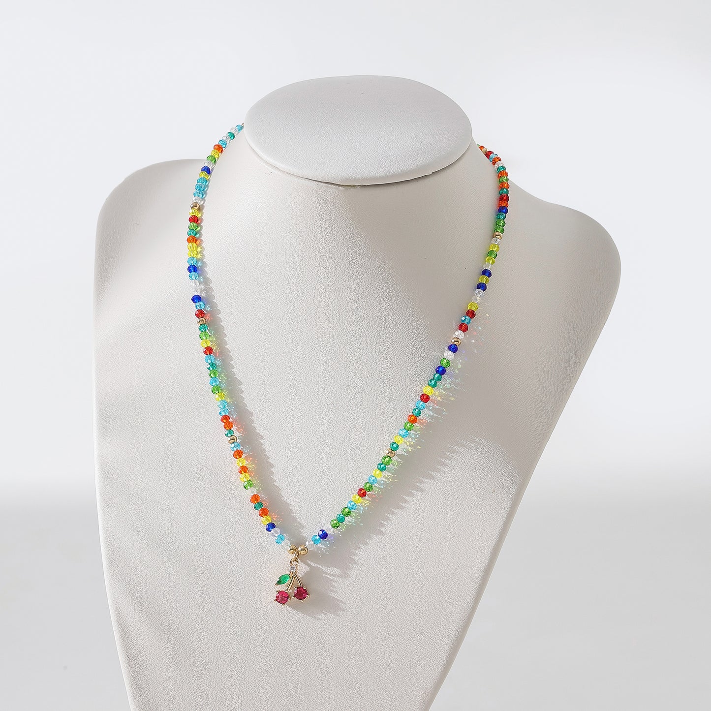 Assorted beaded Necklace with glass Mushroom charm
