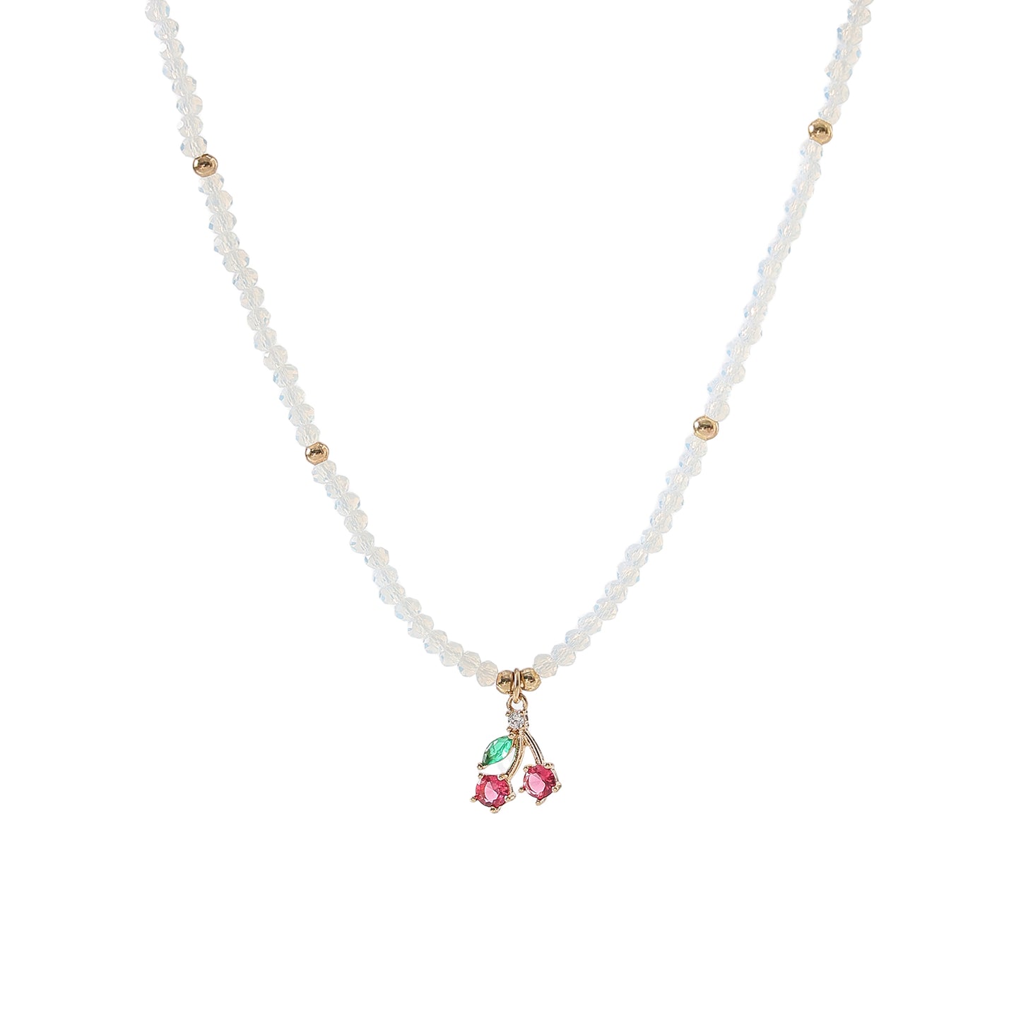 Assorted beaded Necklace with glass Mushroom charm