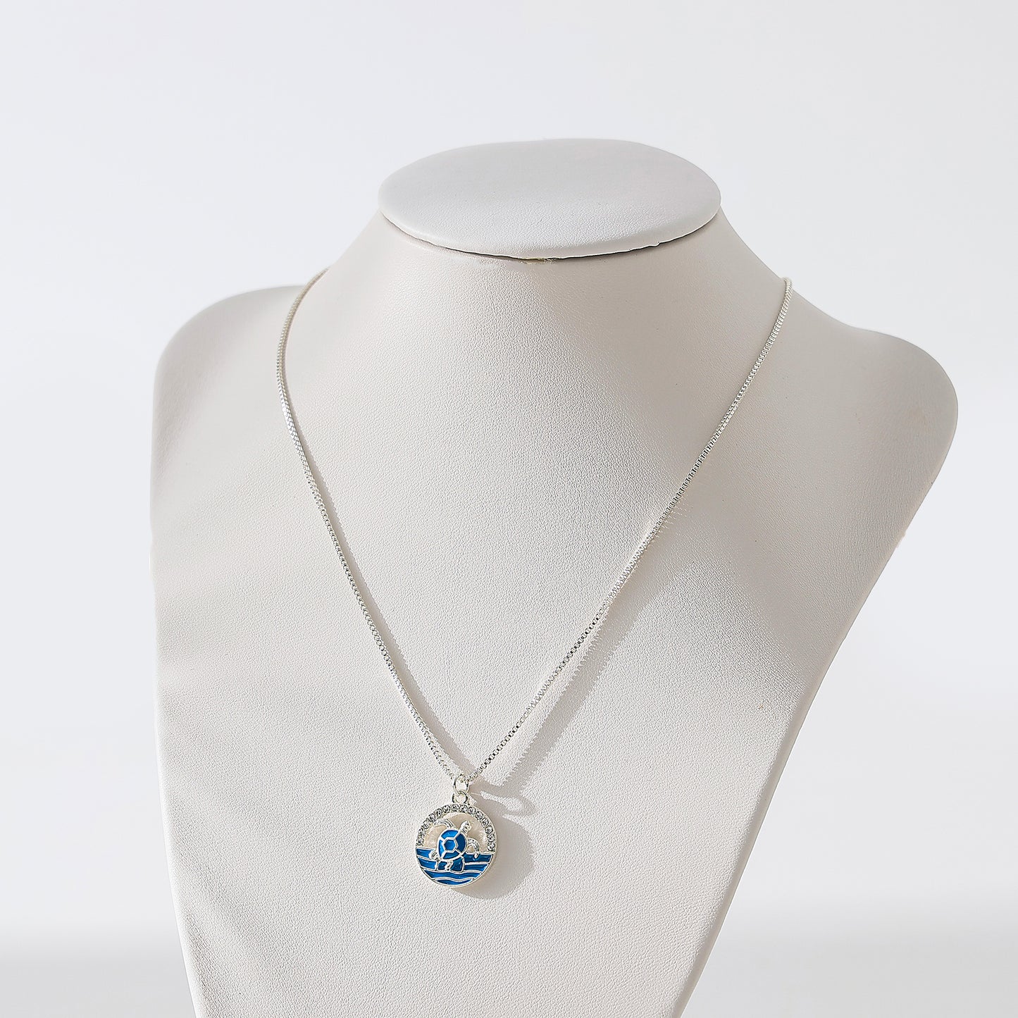 Exquisite Blue Enamel & Crystal Turtle Pendant Necklace - Boho - Chic Sea - Inspired Jewelry for Women