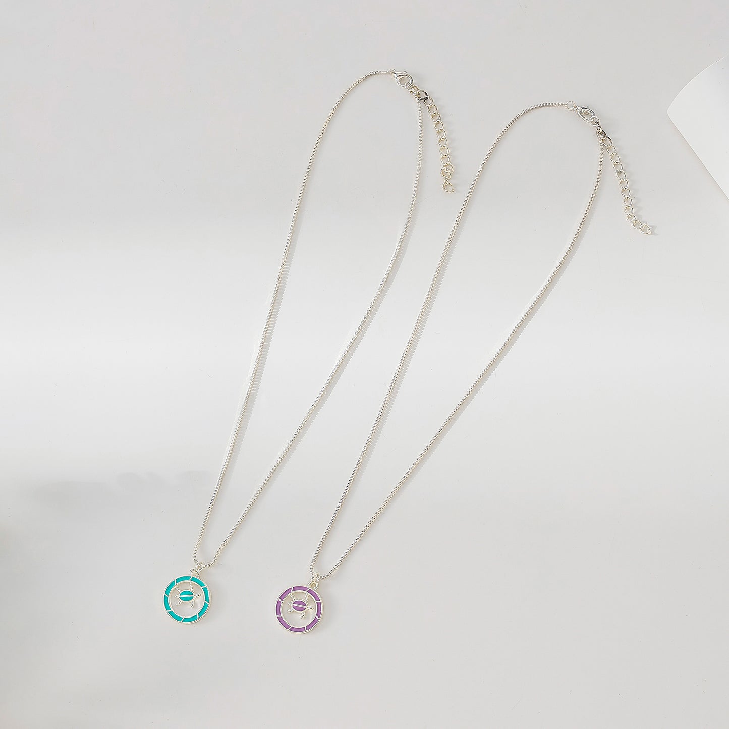 Stylish Enamel - Accented Turtle Pendant Necklaces - Assorted Colors (Silver Chain)