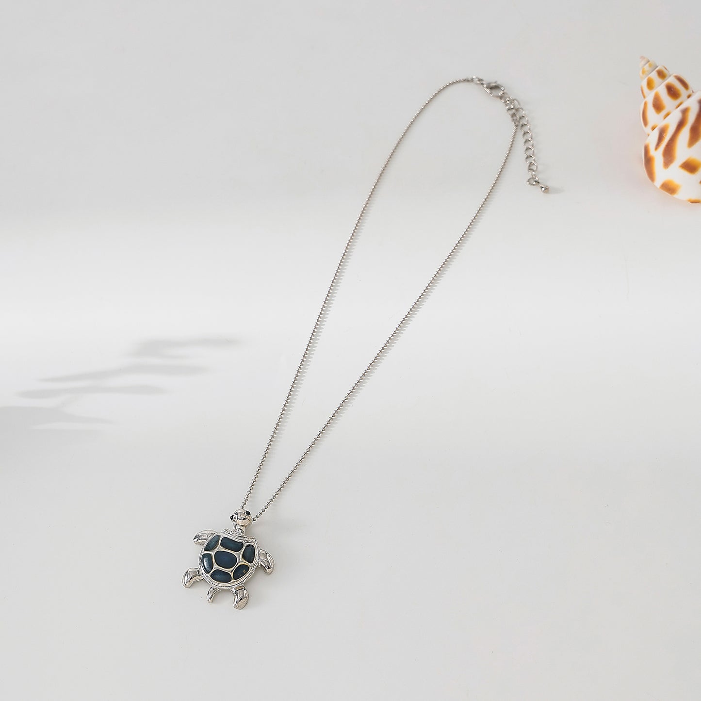Charming Turtle - Shaped Enamel Pendant Necklace for Women - Silver - Plated with Unique Design